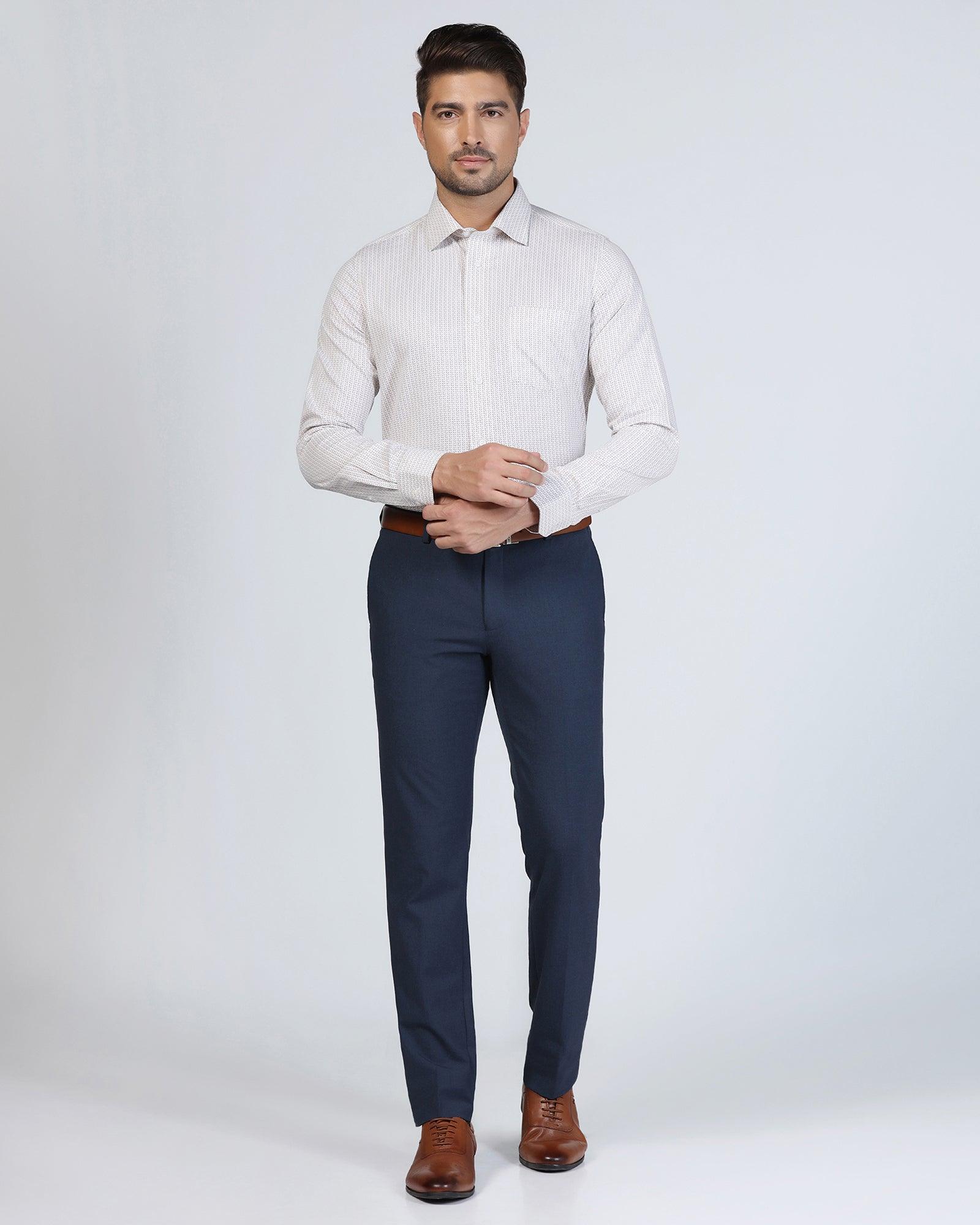 Slim Fit B-91 Formal Blue Solid Trouser - Jonny