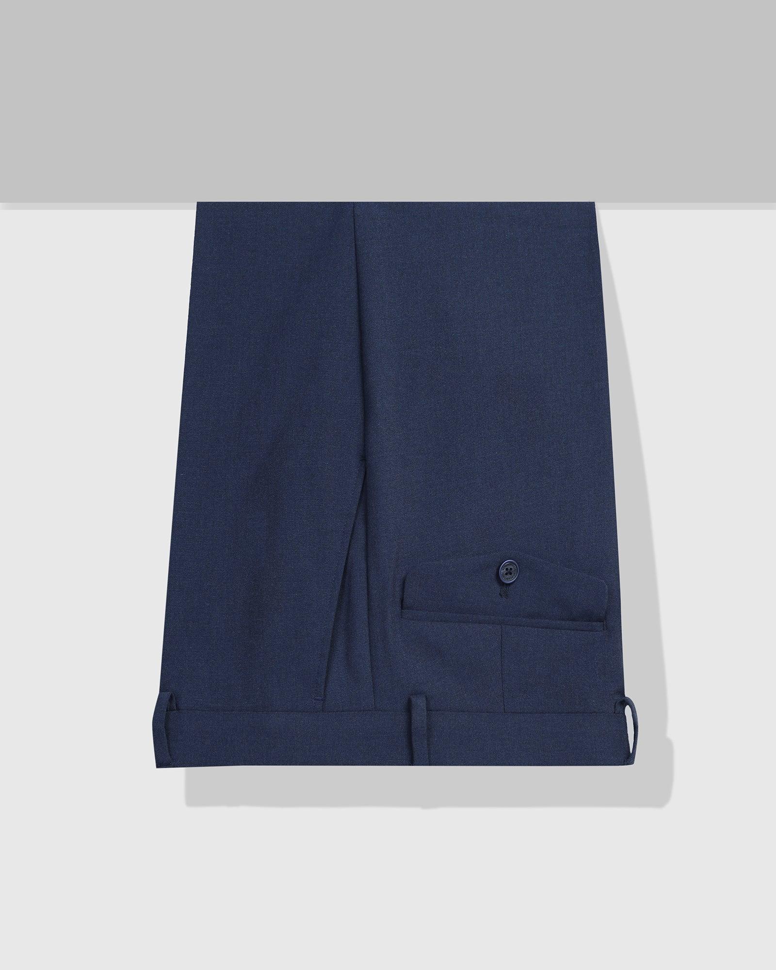 Slim Fit B-91 Formal Blue Solid Trouser - Jonny