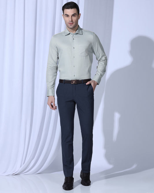 Slim Fit B-91 Formal Blue Solid Trouser - Jonny
