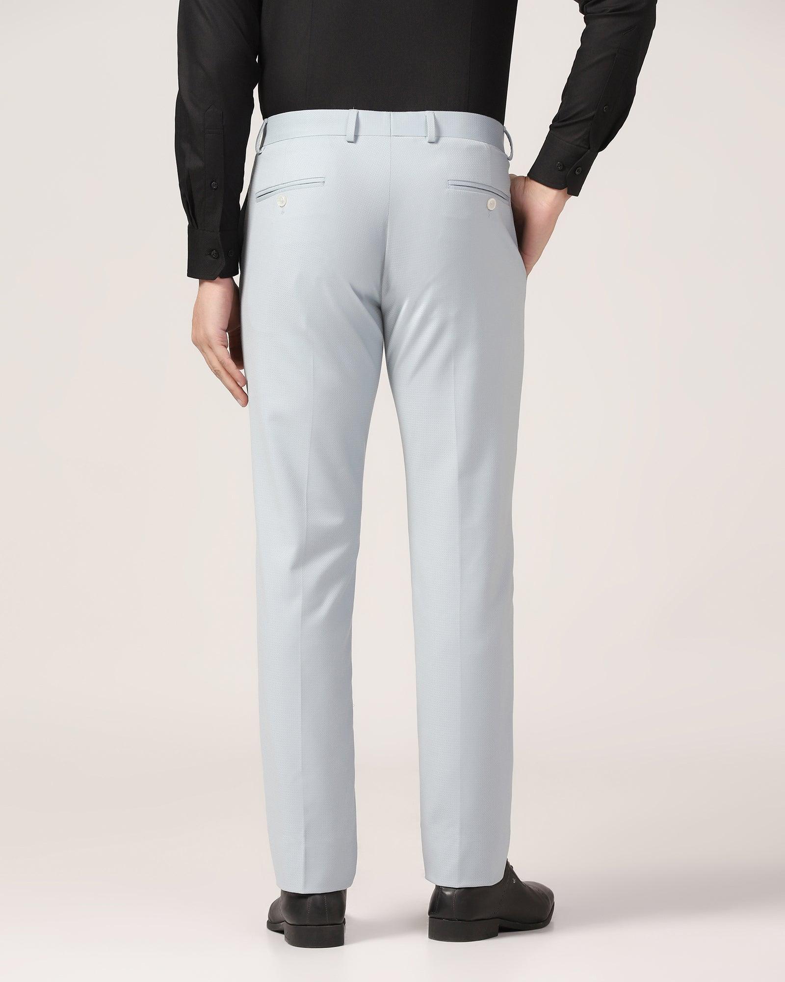 Slim Fit B-91 Formal Blue Textured Trouser - Adler - Blackberrys