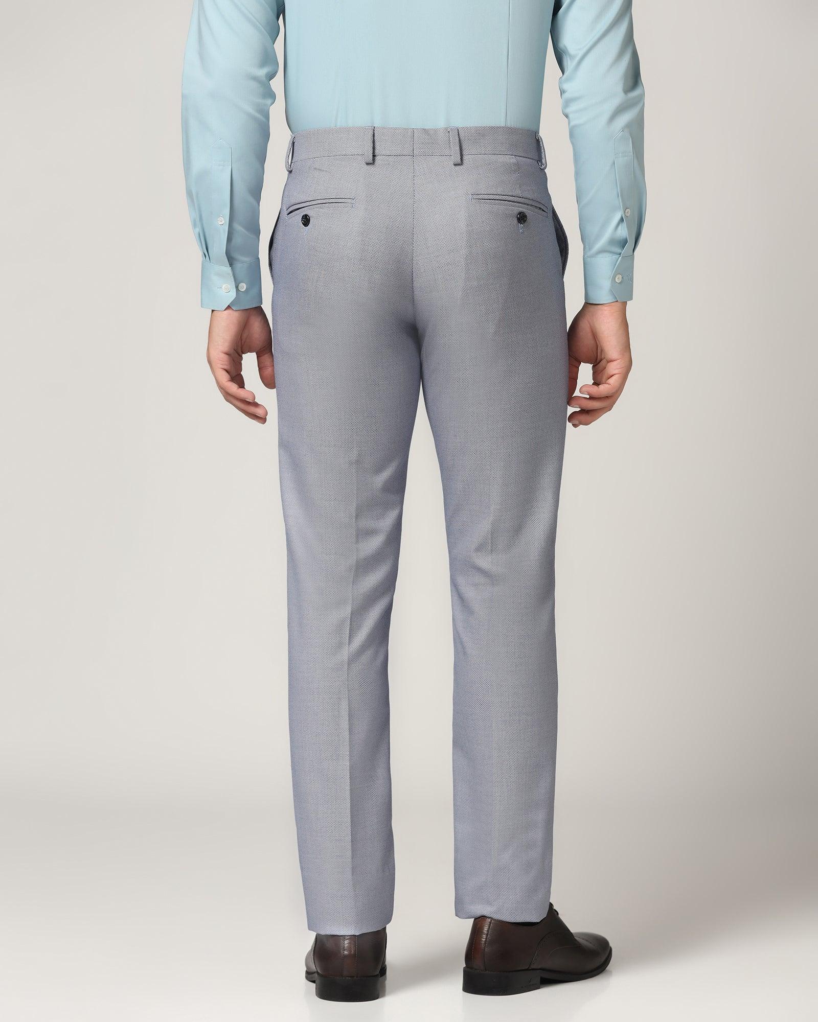 Slim fit B-91 Formal Blue Textured Trousers - Hoop - Blackberrys