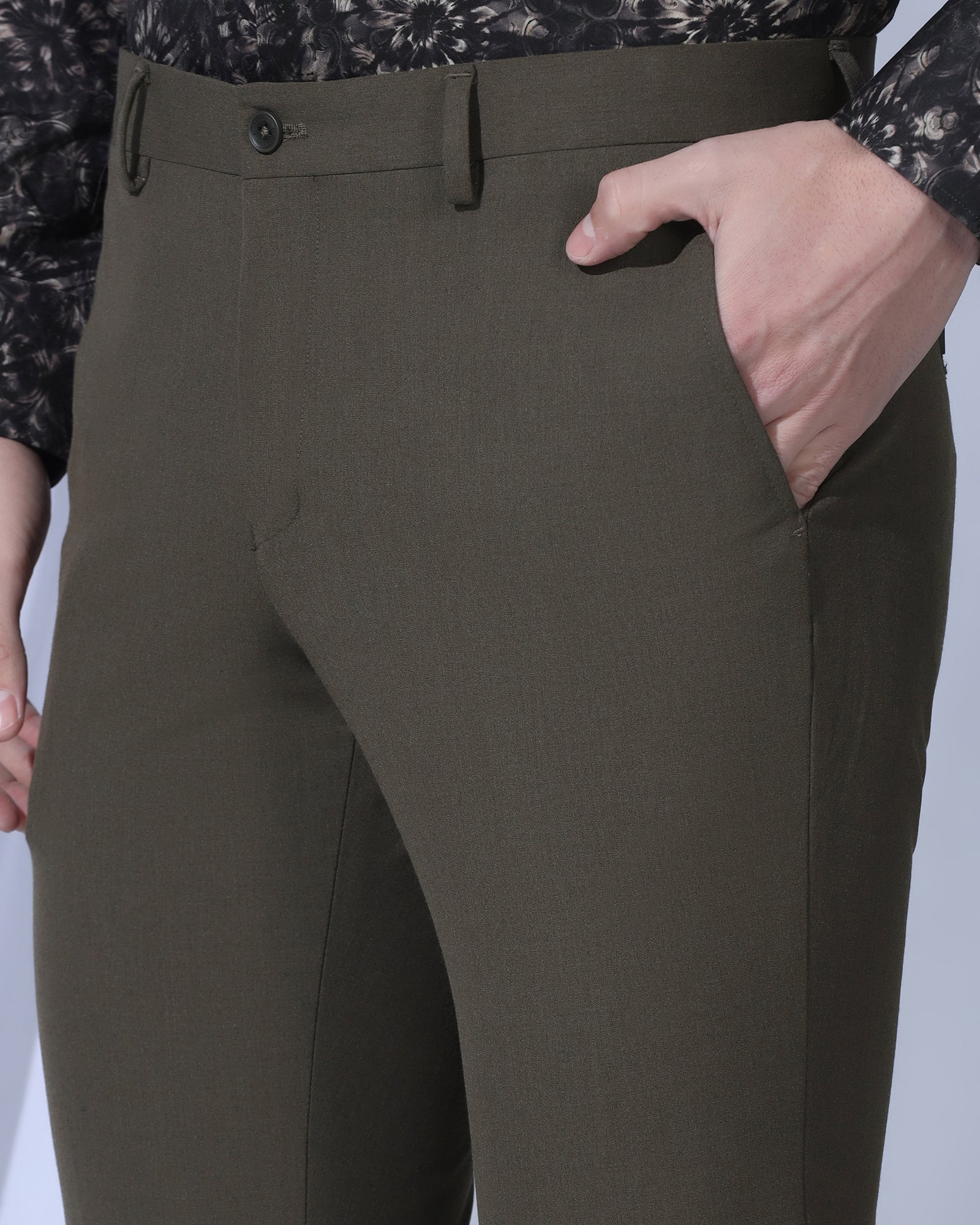 Slim Fit B-91 Formal Brown Solid Trouser - Jonny