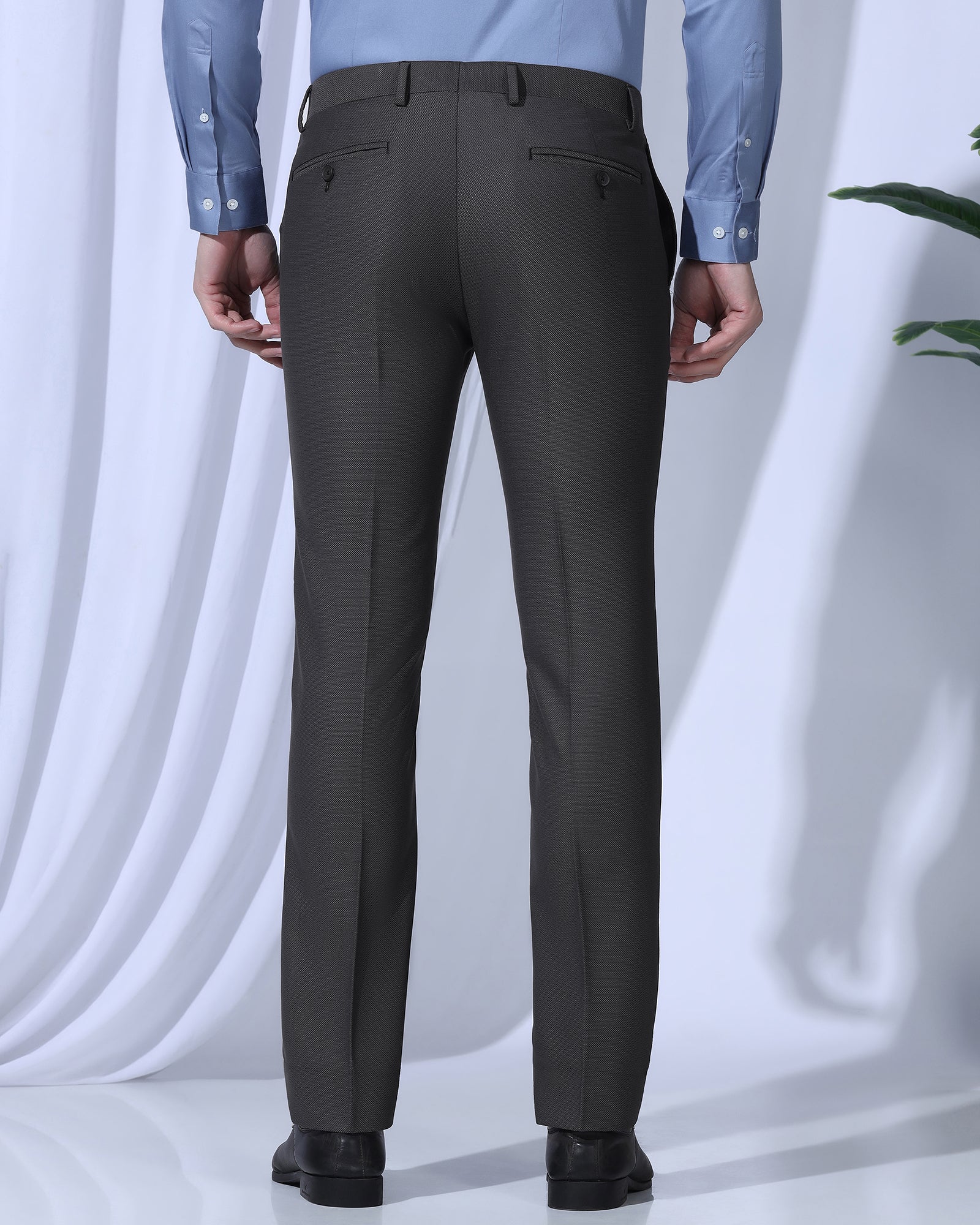 Slim Fit B-91 Formal Charcoal Textured Trouser - Otto