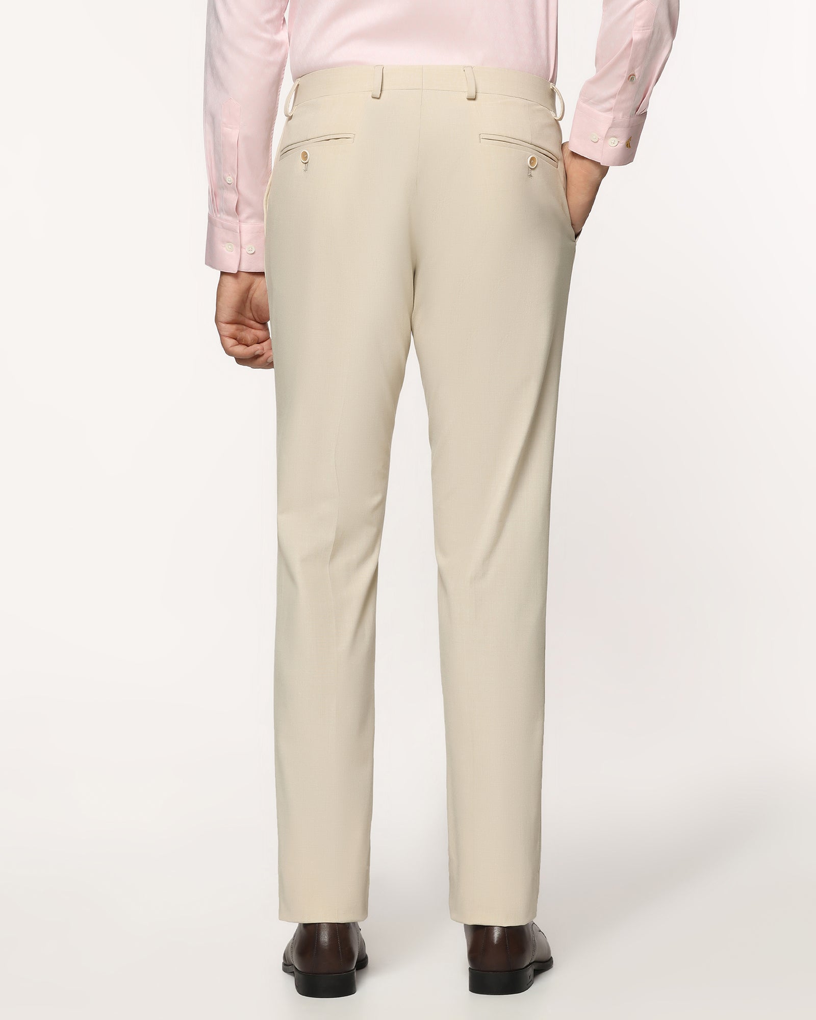 Slim Fit B-91 Formal Cream Solid Trouser - Jonny