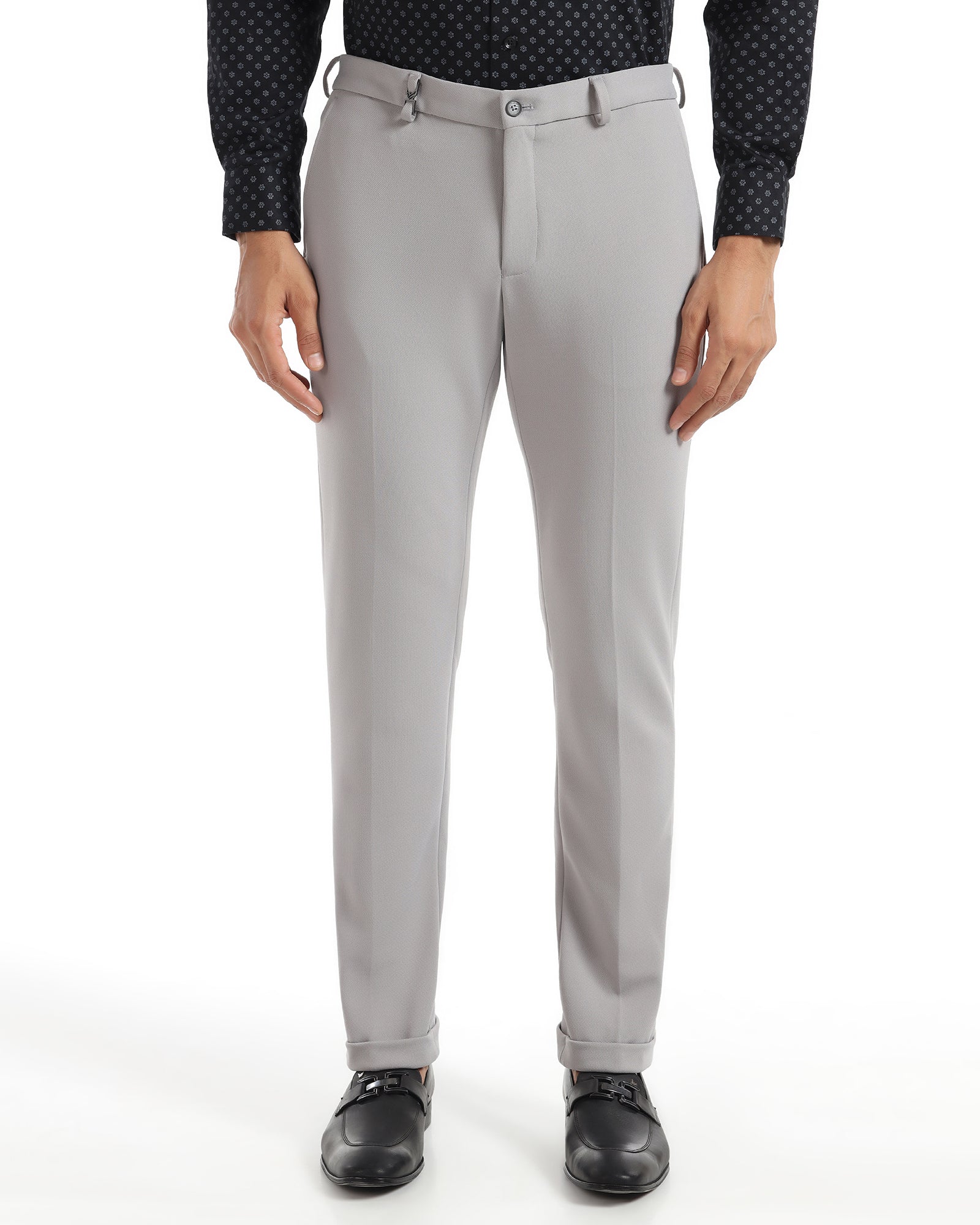 Slim Fit B-91 Formal Grey Textured Trouser - Davidoff