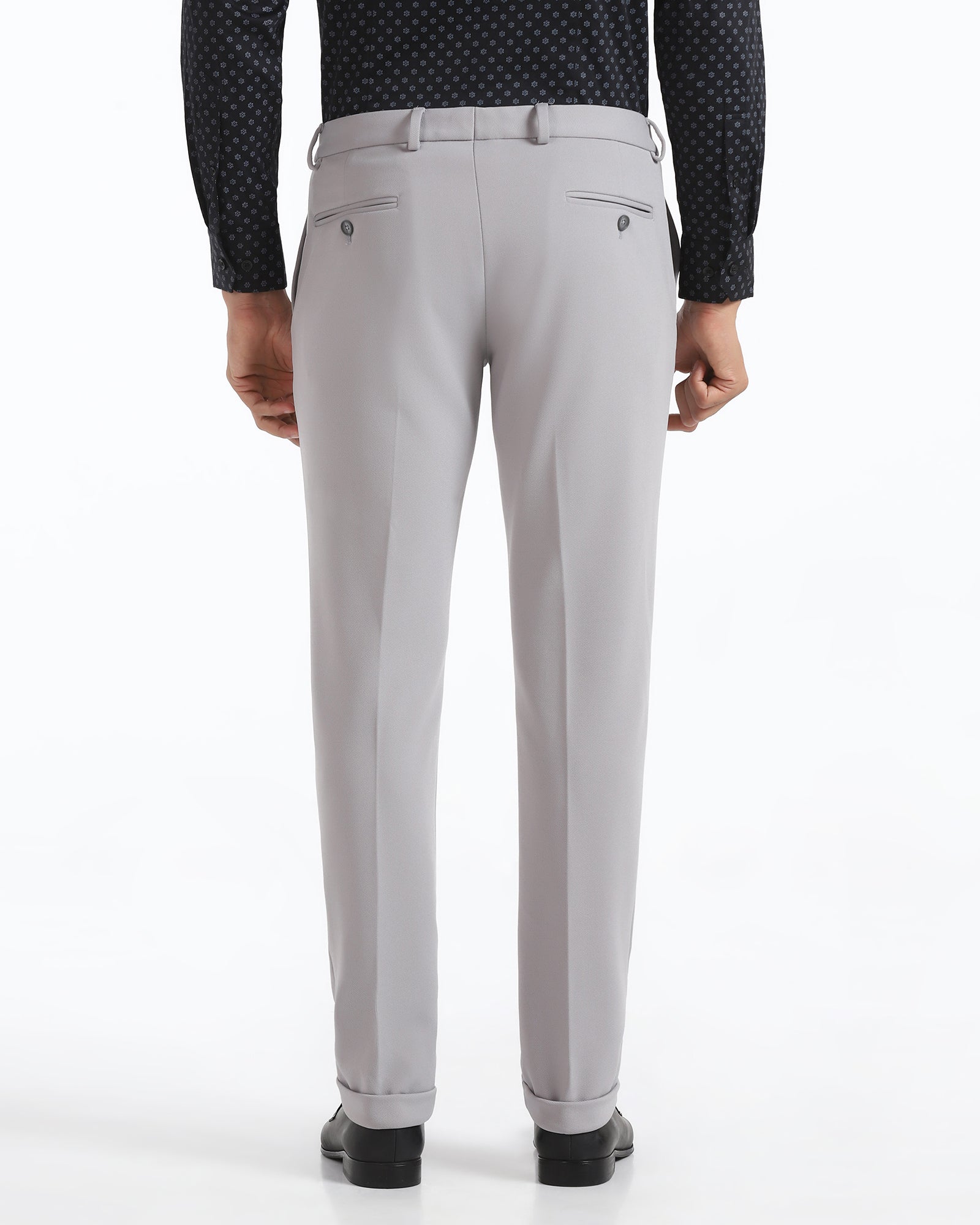 Slim Fit B-91 Formal Grey Textured Trouser - Davidoff