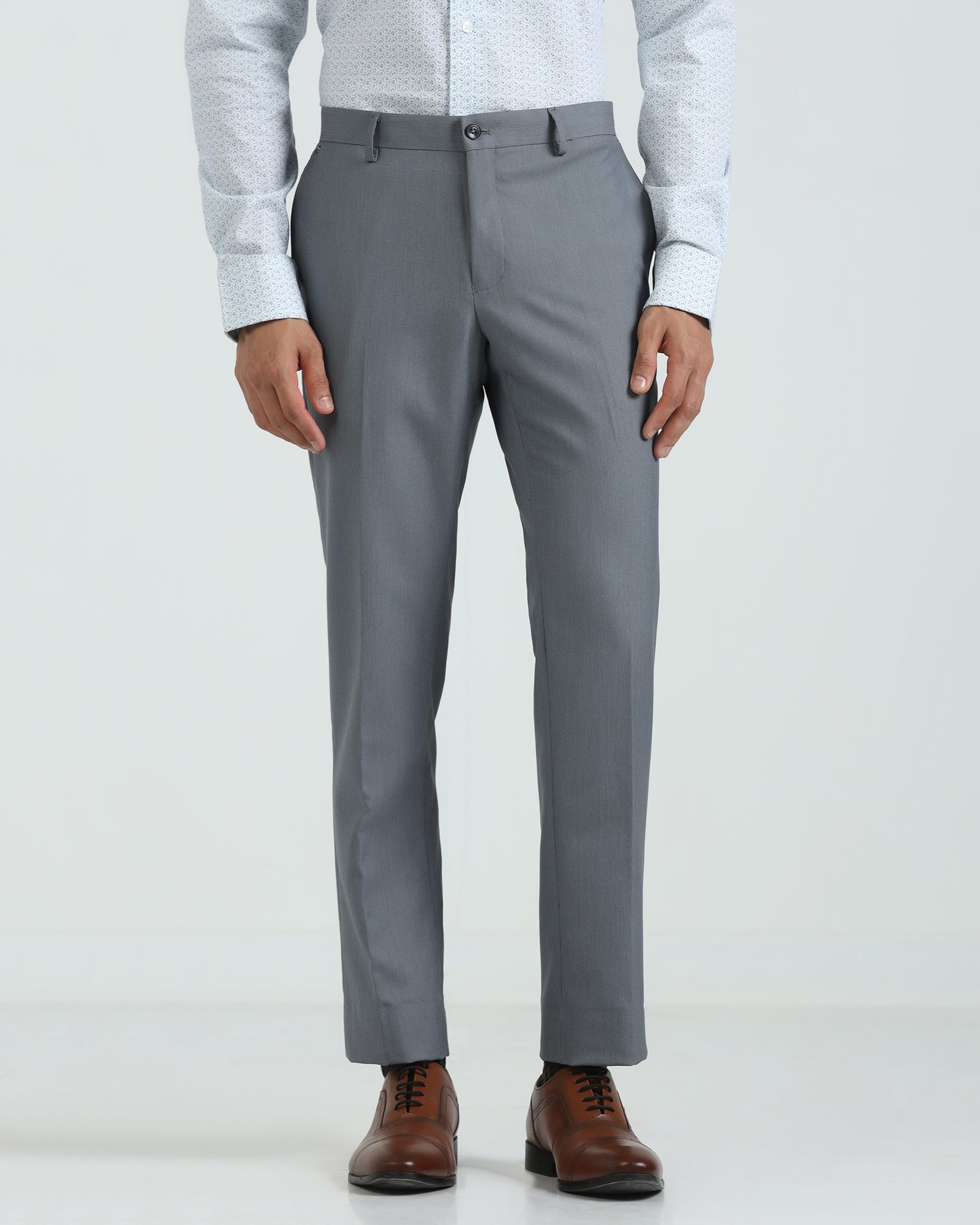 Slim Fit B-91 Formal Grey Textured Trouser - Fendi