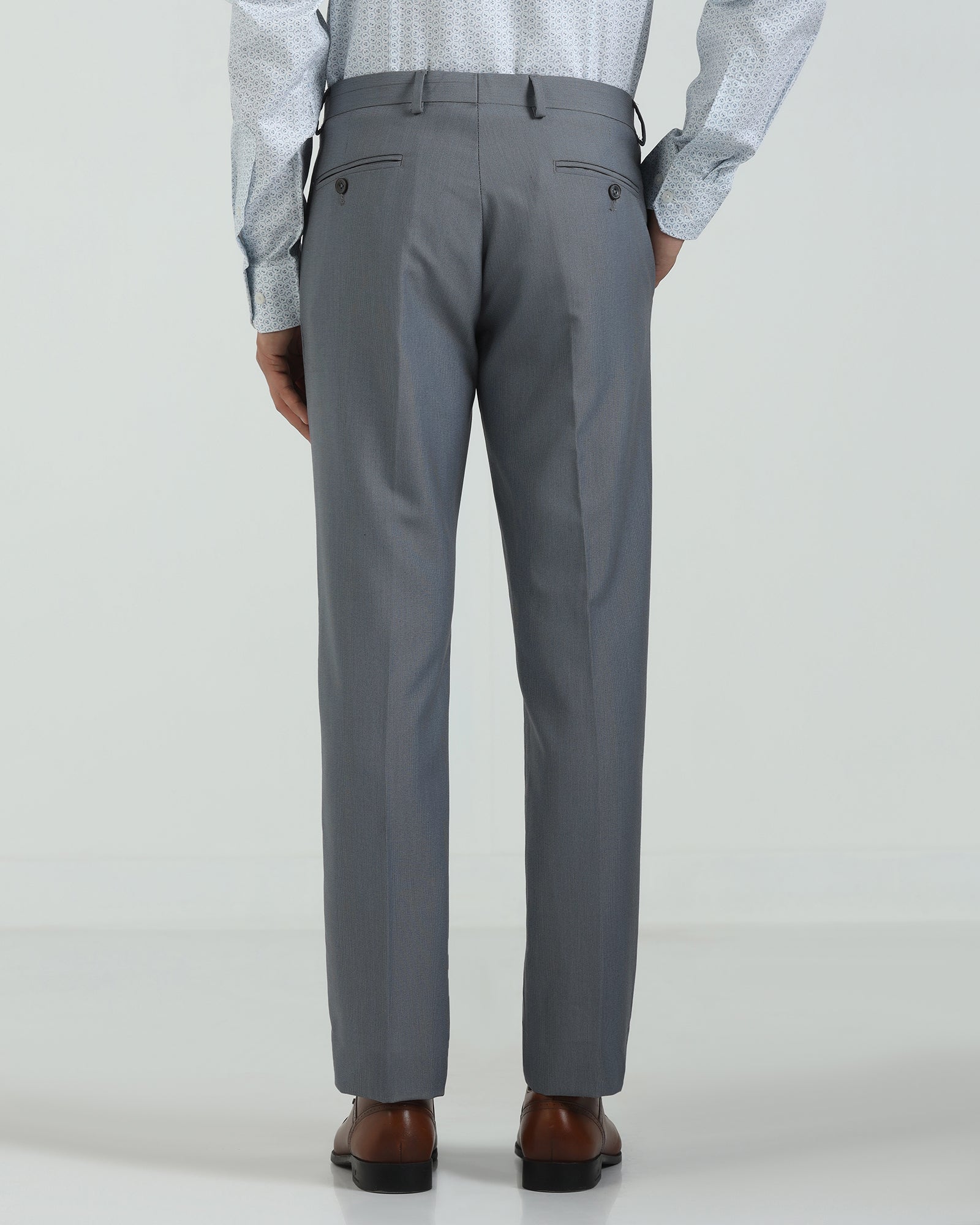 Slim Fit B-91 Formal Grey Textured Trouser - Fendi