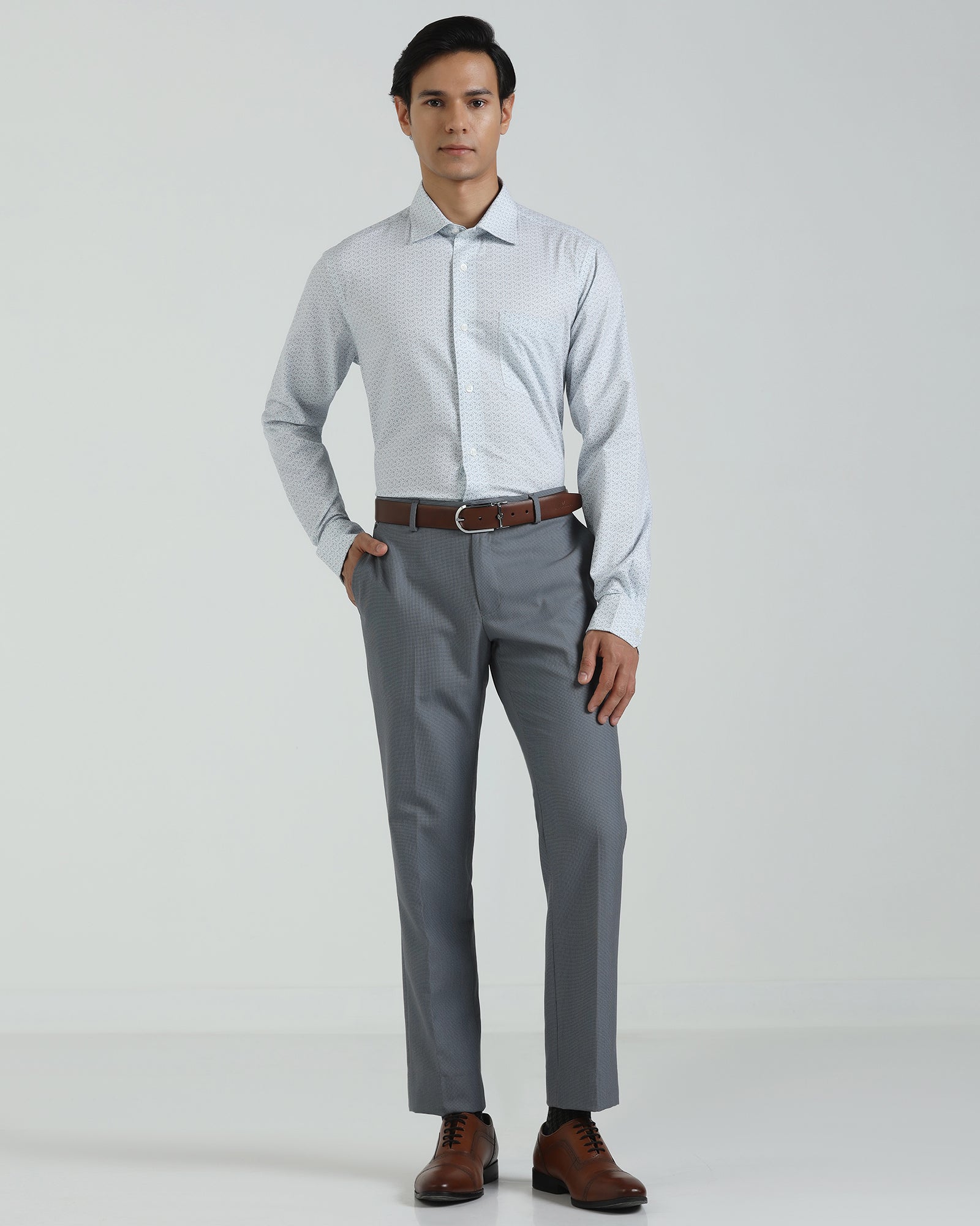Slim Fit B-91 Formal Grey Textured Trouser - Fendi