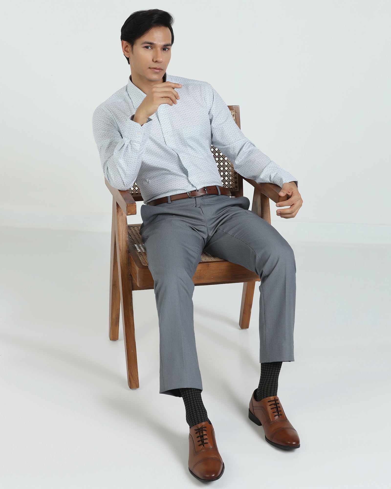 Slim Fit B-91 Formal Grey Textured Trouser - Fendi