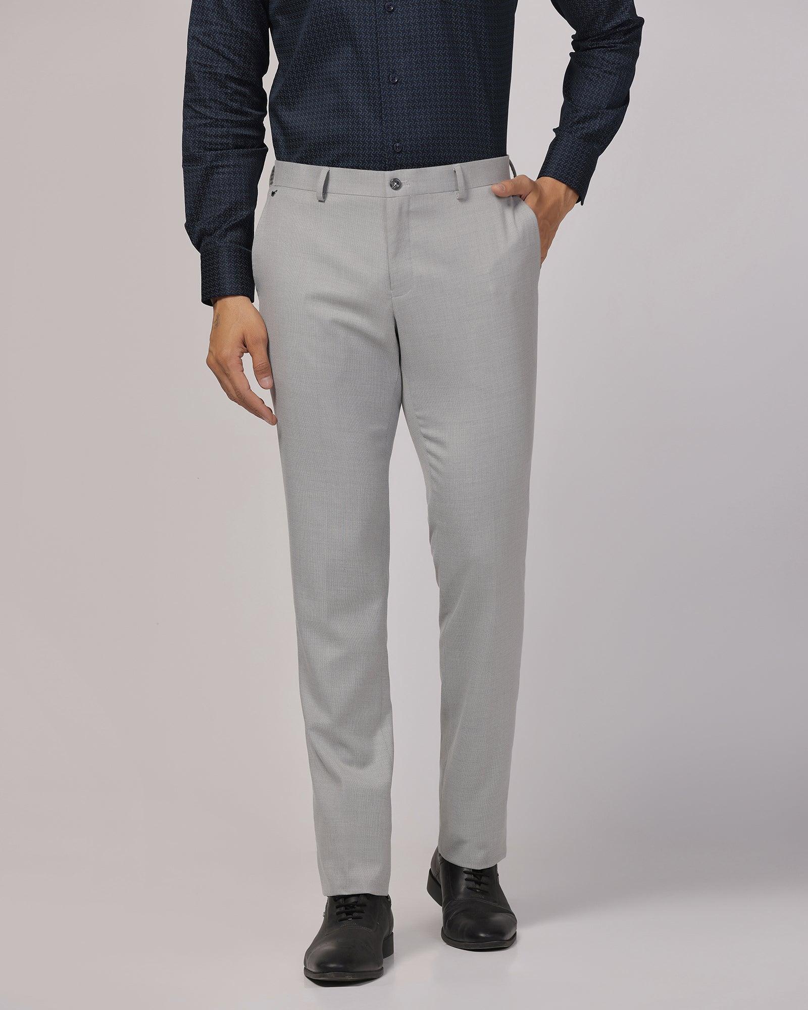 Slim Fit B-91 Formal Grey Textured Trouser - Zing - Blackberrys