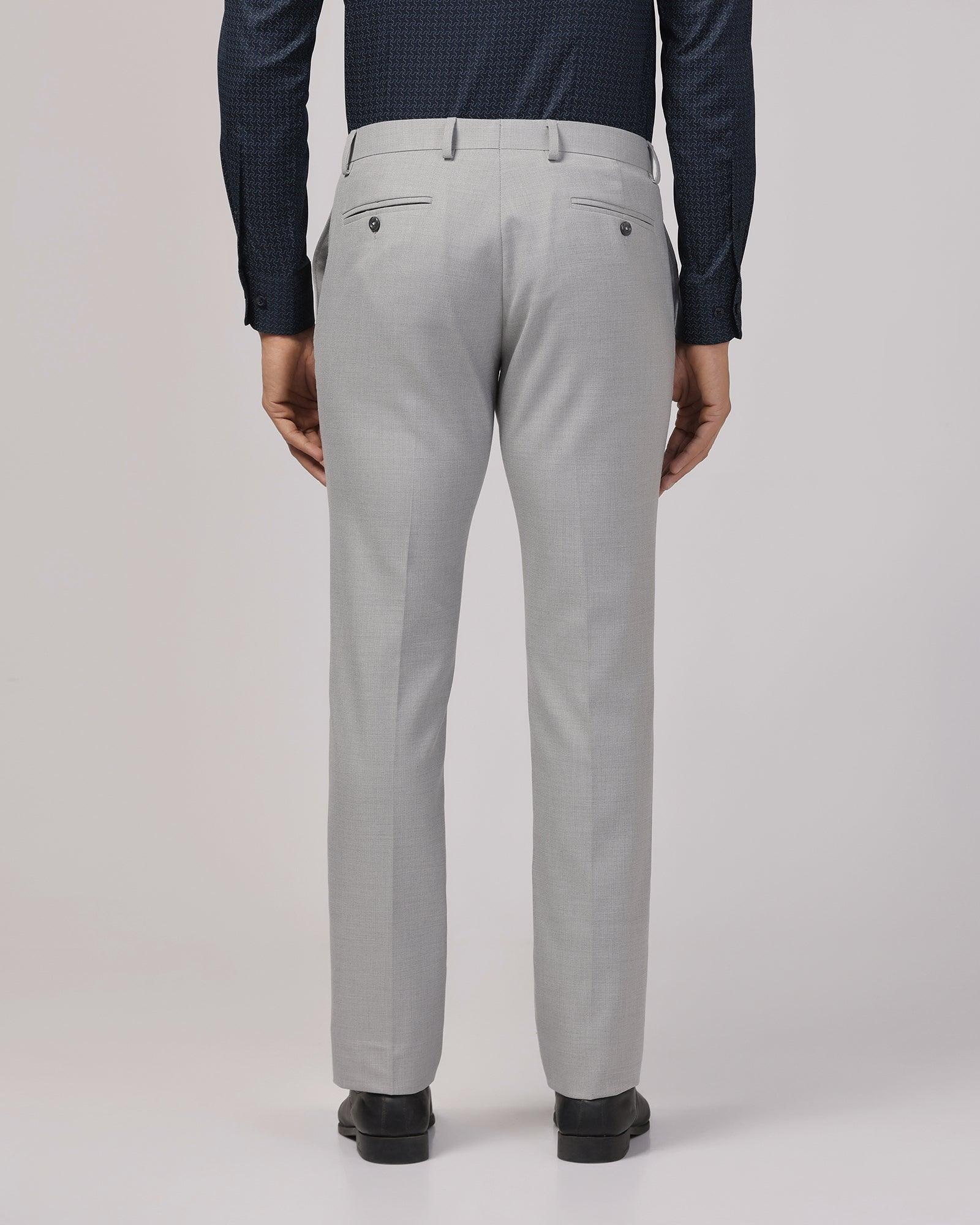 Slim Fit B-91 Formal Grey Textured Trouser - Zing - Blackberrys