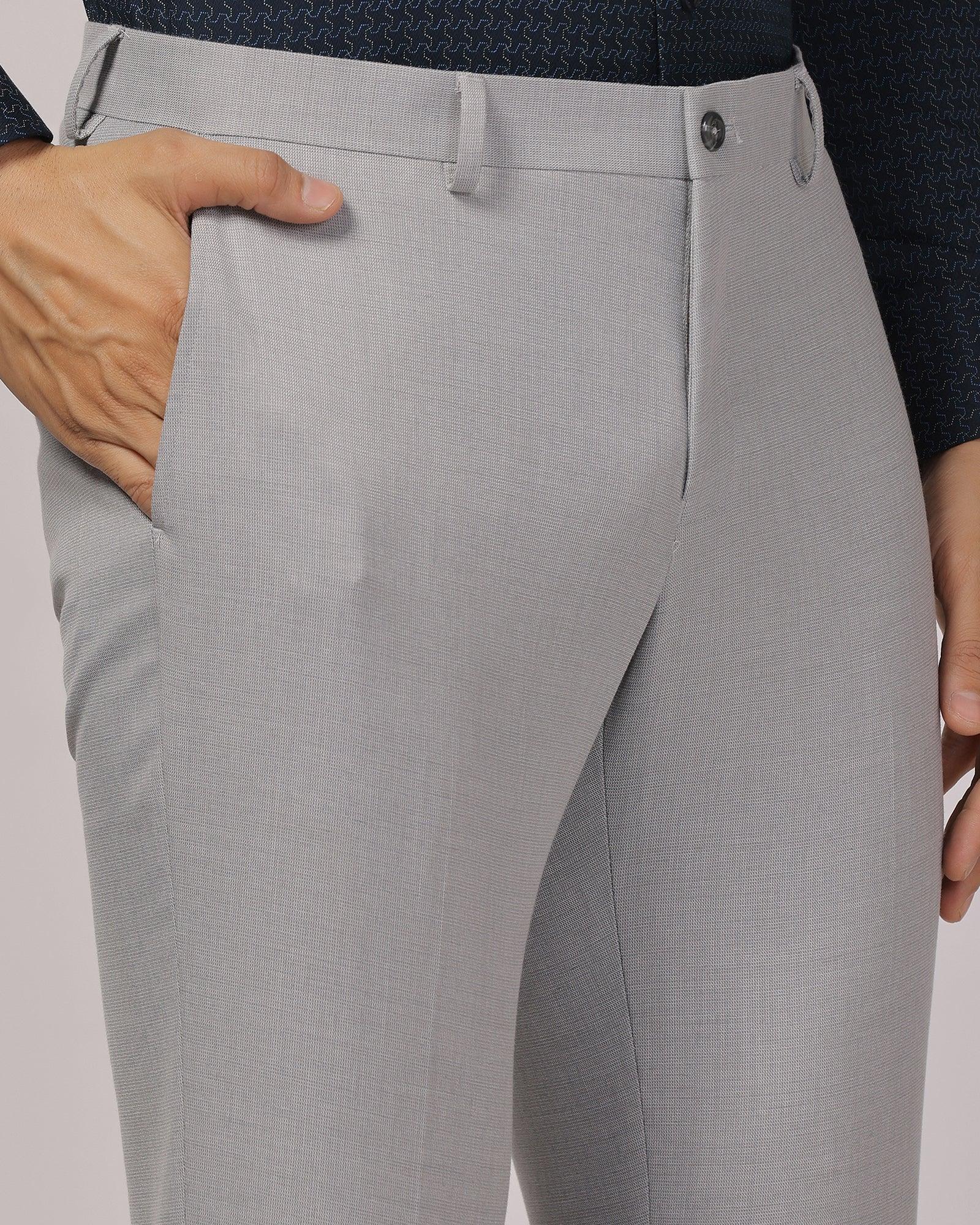 Slim Fit B-91 Formal Grey Textured Trouser - Zing - Blackberrys