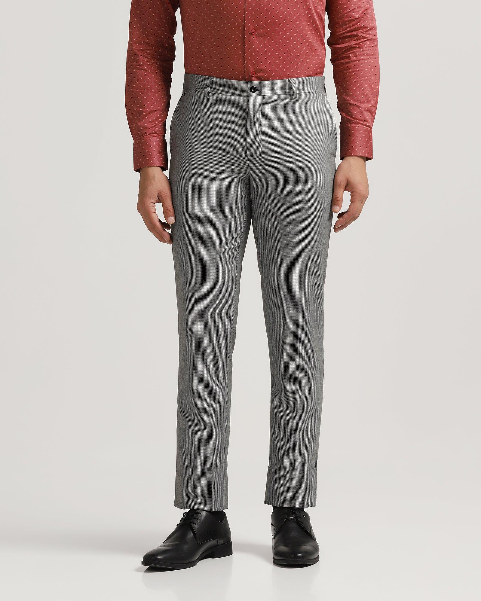 Slim fit B-91 Formal Grey Textured Trousers - Hoop - Blackberrys