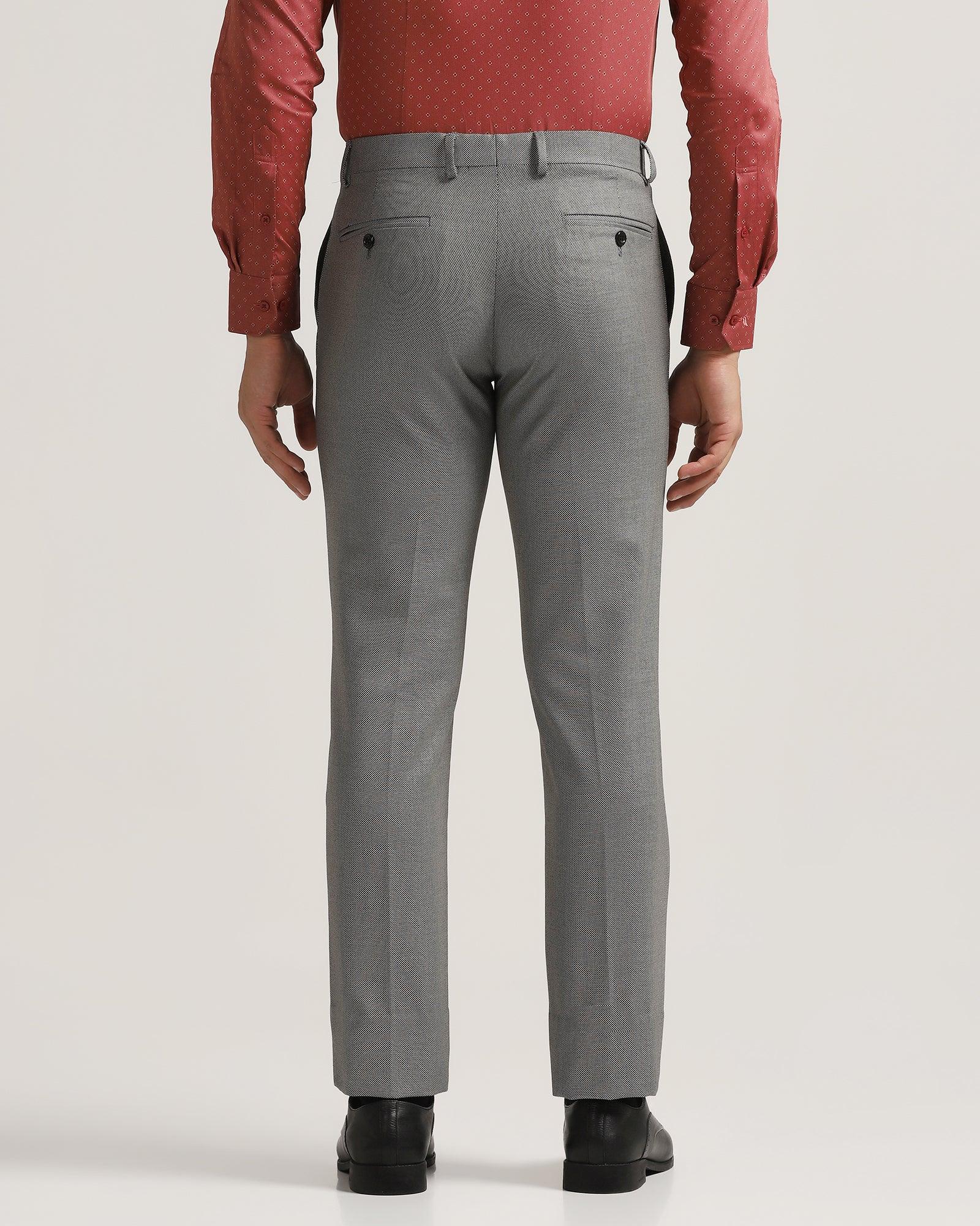 Slim fit B-91 Formal Grey Textured Trousers - Hoop - Blackberrys