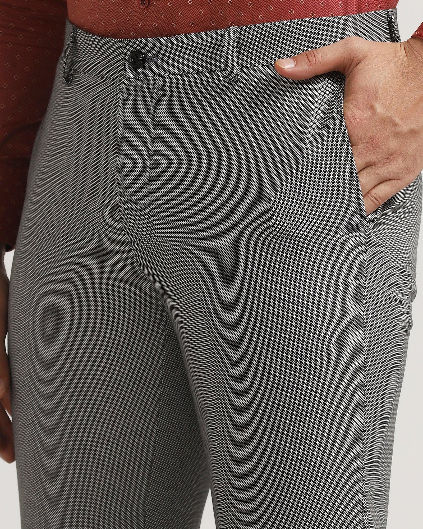 Slim fit B-91 Formal Grey Textured Trousers - Hoop - Blackberrys