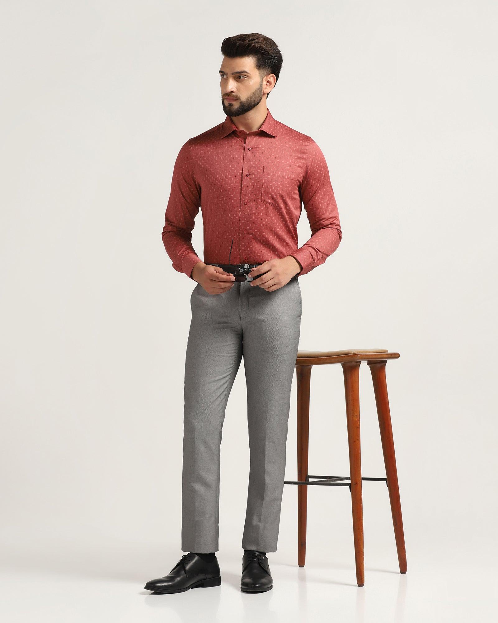 Slim fit B-91 Formal Grey Textured Trousers - Hoop - Blackberrys