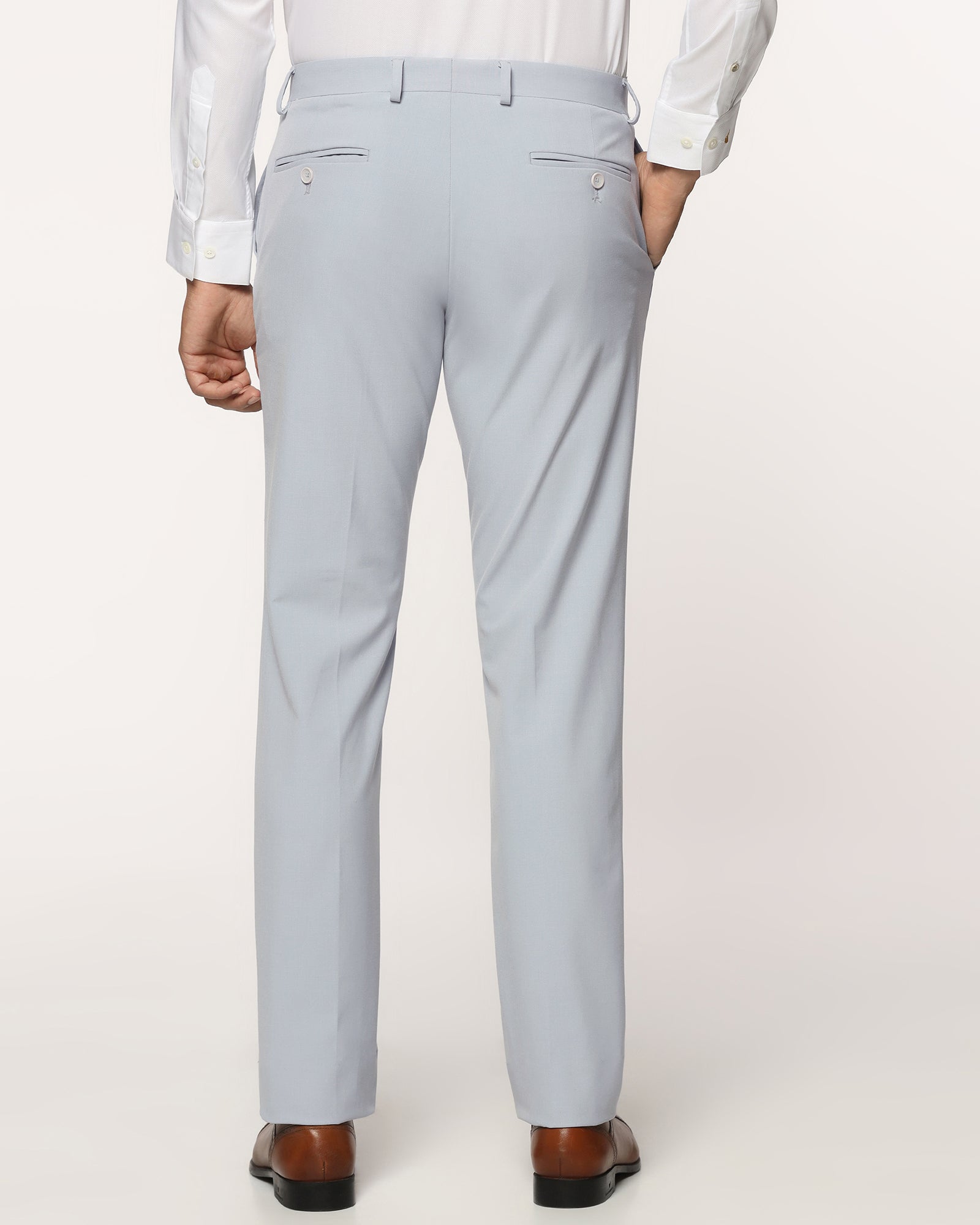 Slim Fit B-91 Formal Light Blue Solid Trouser - Jonny