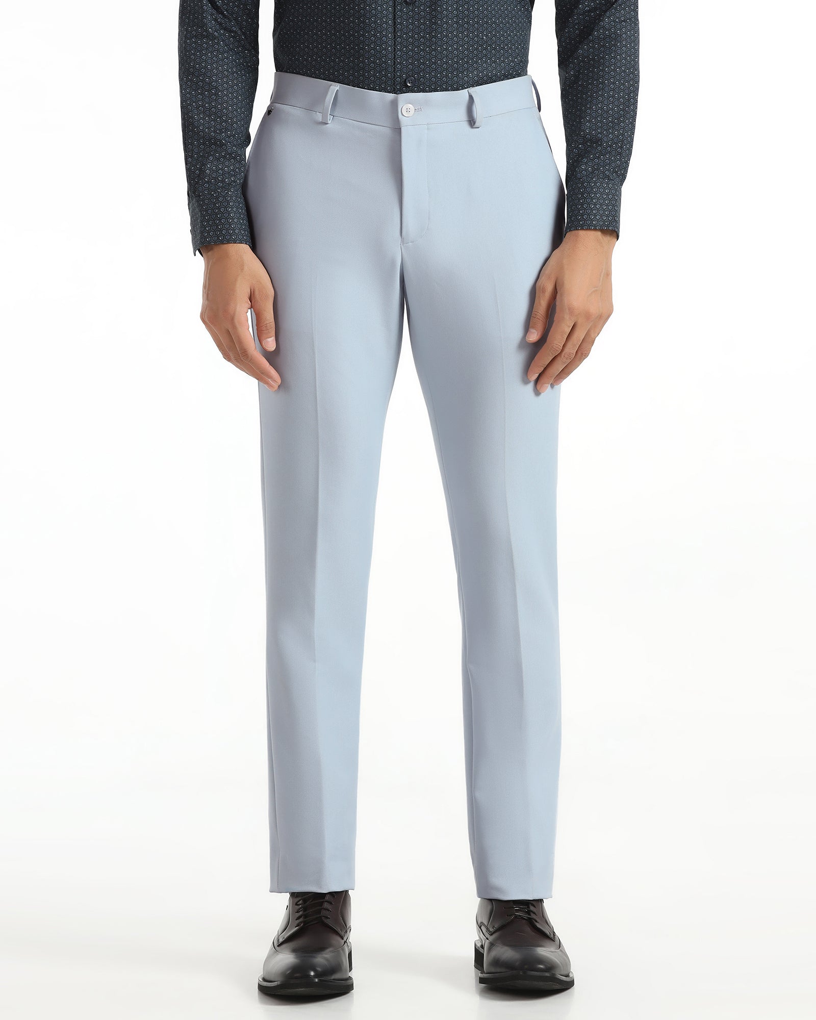 Slim Fit B-91 Formal Light Blue Solid Trouser - Kenneth
