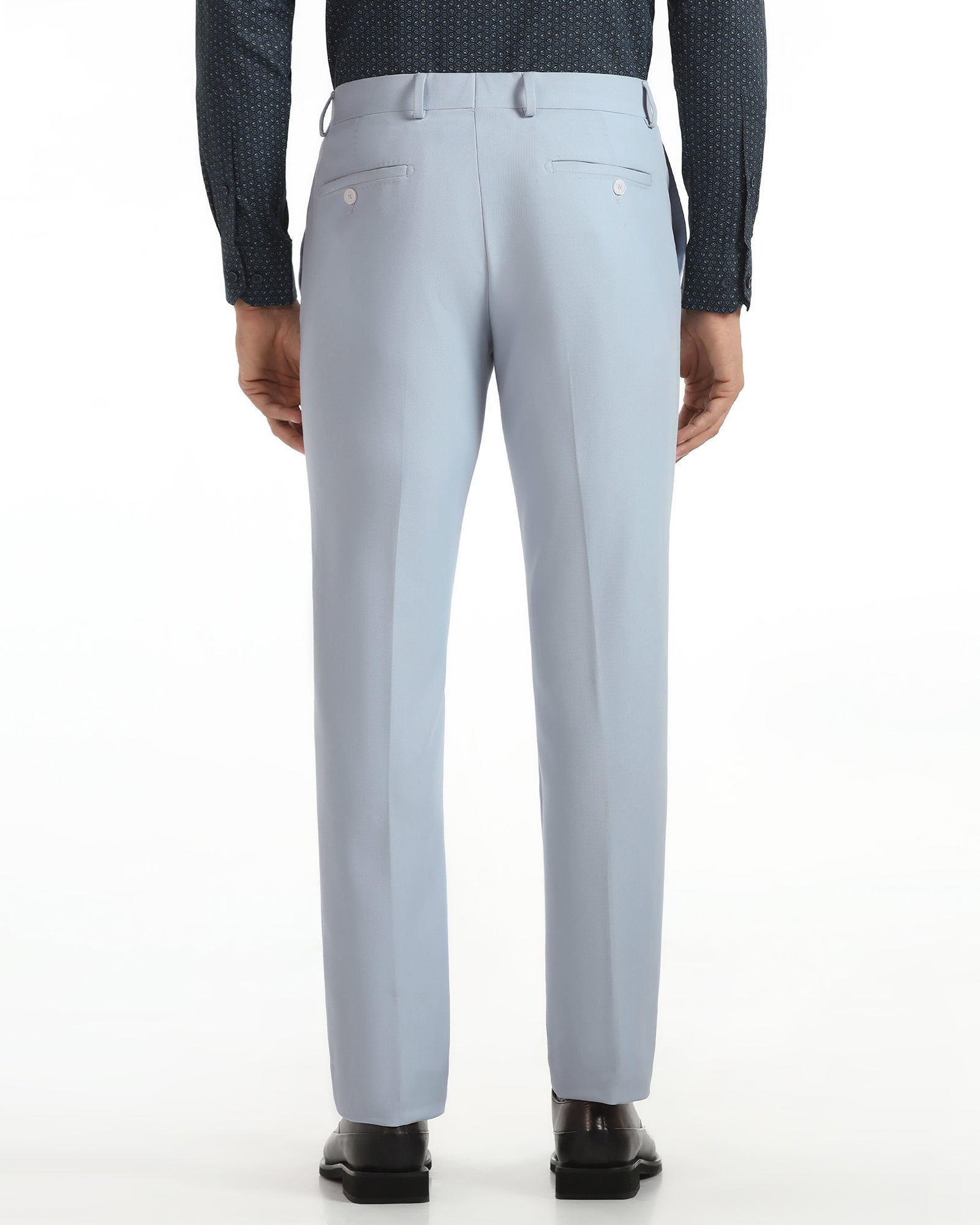 Slim Fit B-91 Formal Light Blue Solid Trouser - Kenneth