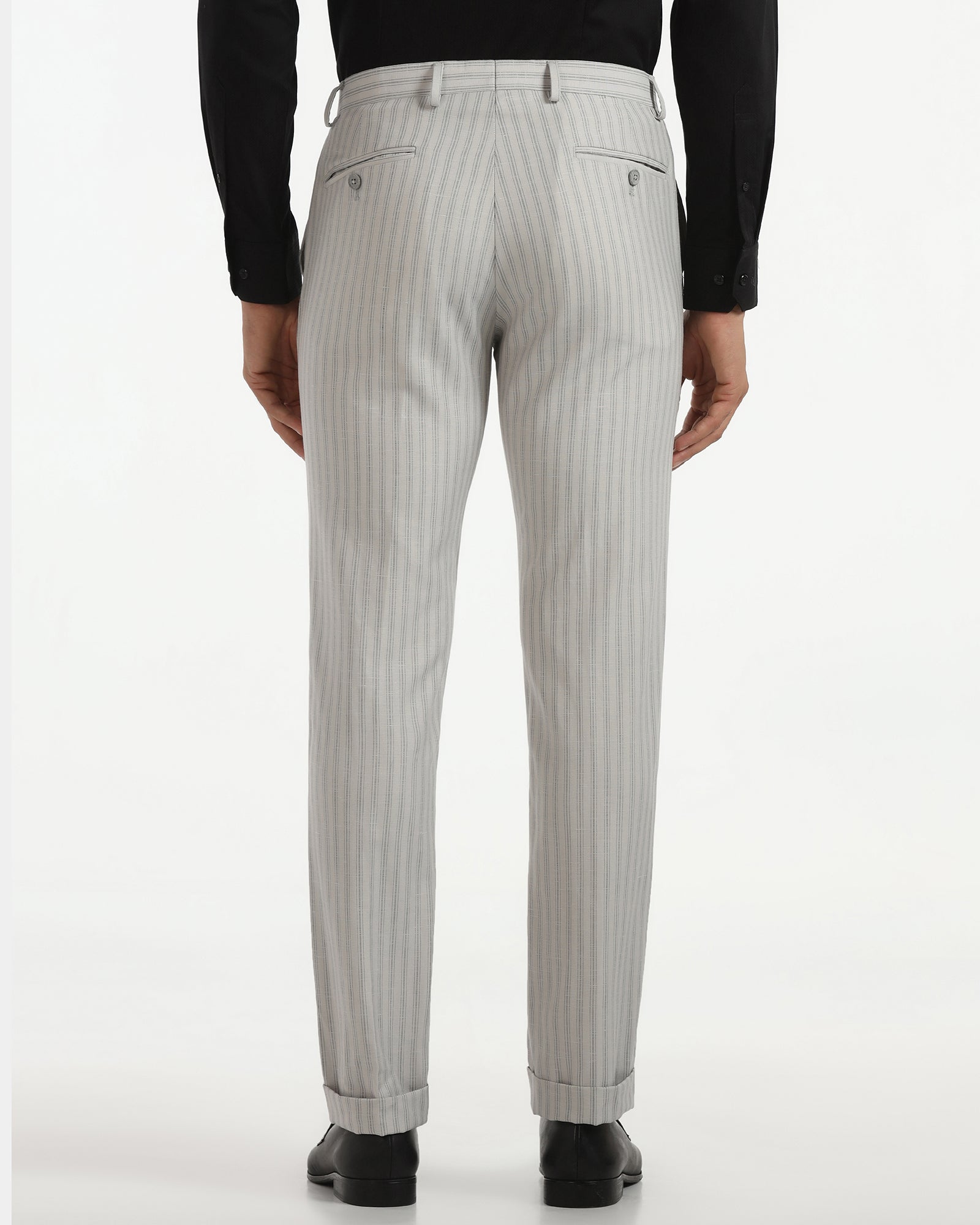 Slim Fit B-91 Formal Light Grey Stripe Trouser - Nautica
