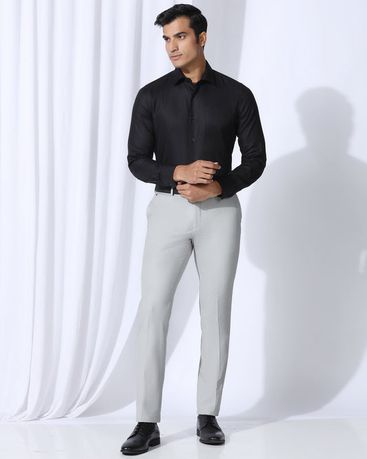 Slim Fit B-91 Formal Light Grey Stripe Trouser - Ninja