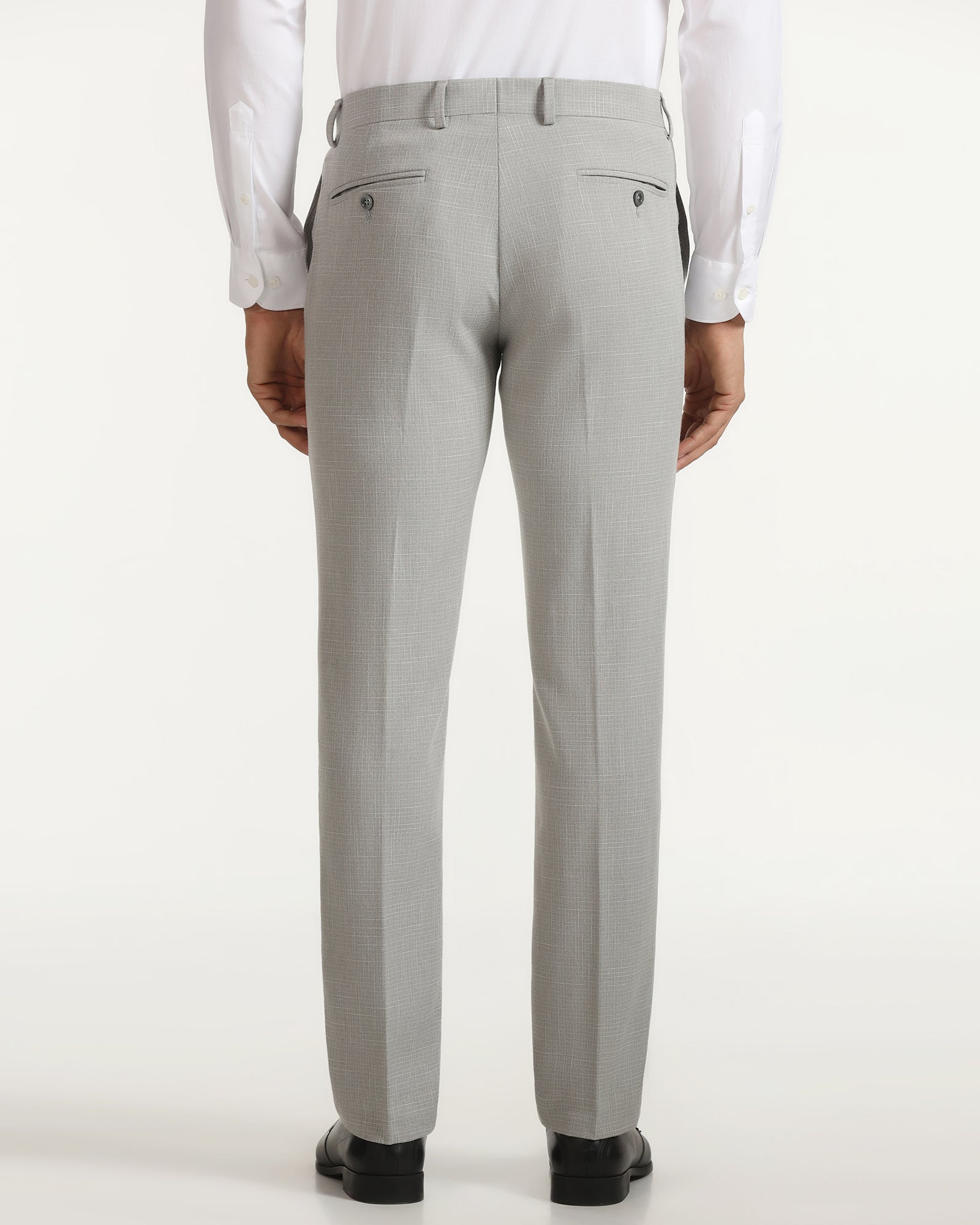 Slim Fit B-91 Formal Light Grey Textured Trouser - Tumi