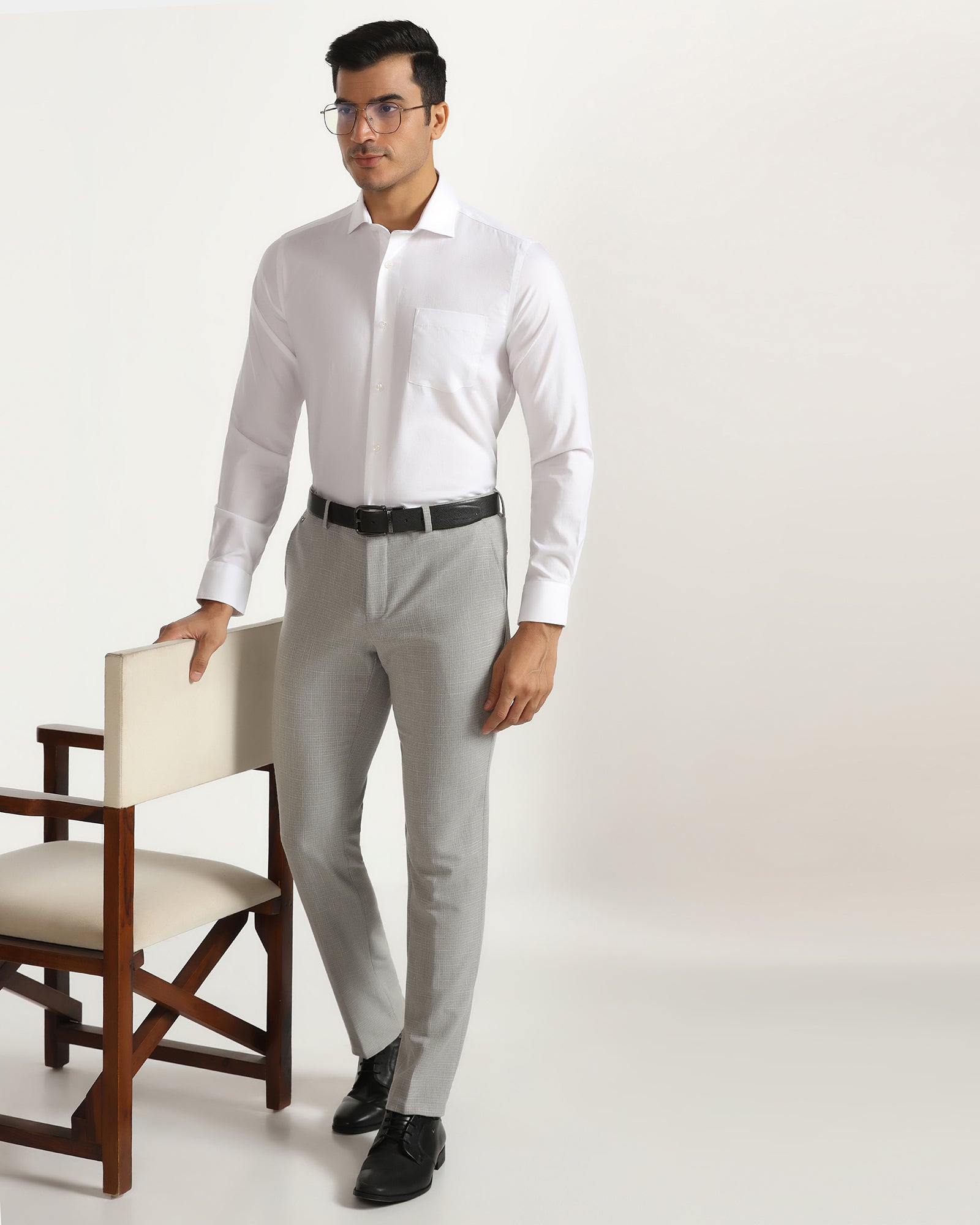 Slim Fit B-91 Formal Light Grey Textured Trouser - Tumi