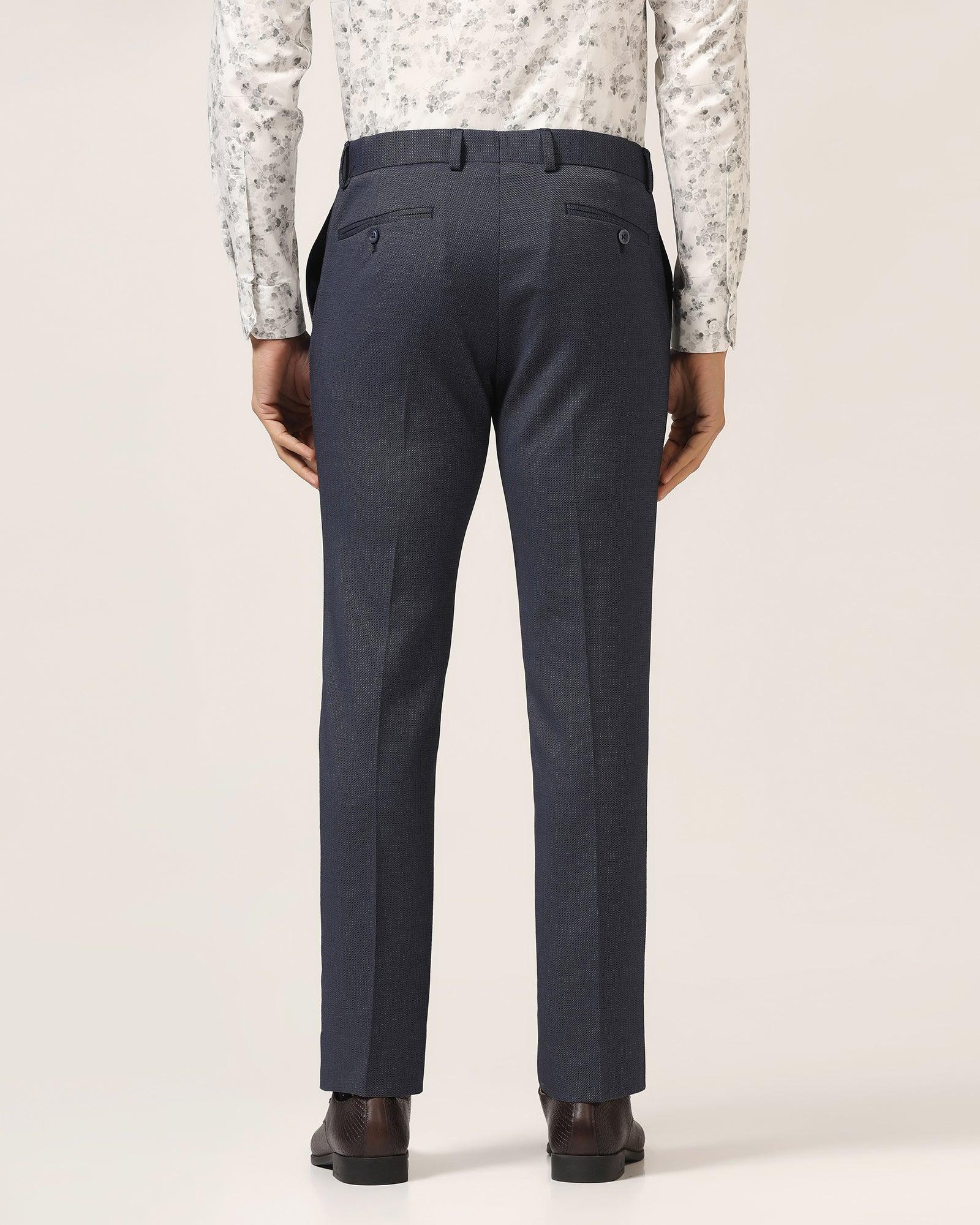 Slim Fit B-91 Formal Navy Textured Trouser - Bandit - Blackberrys