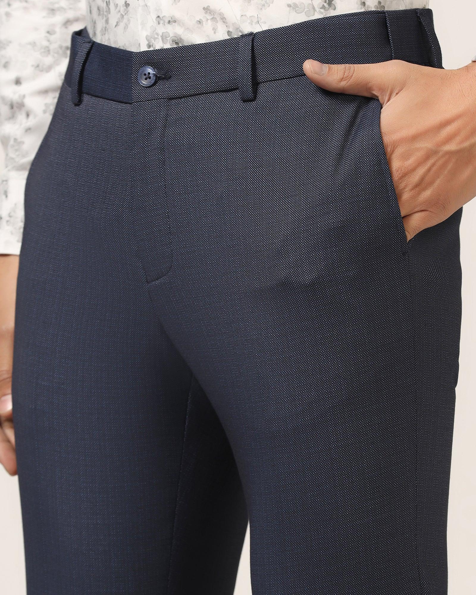 Slim Fit B-91 Formal Navy Textured Trouser - Bandit - Blackberrys