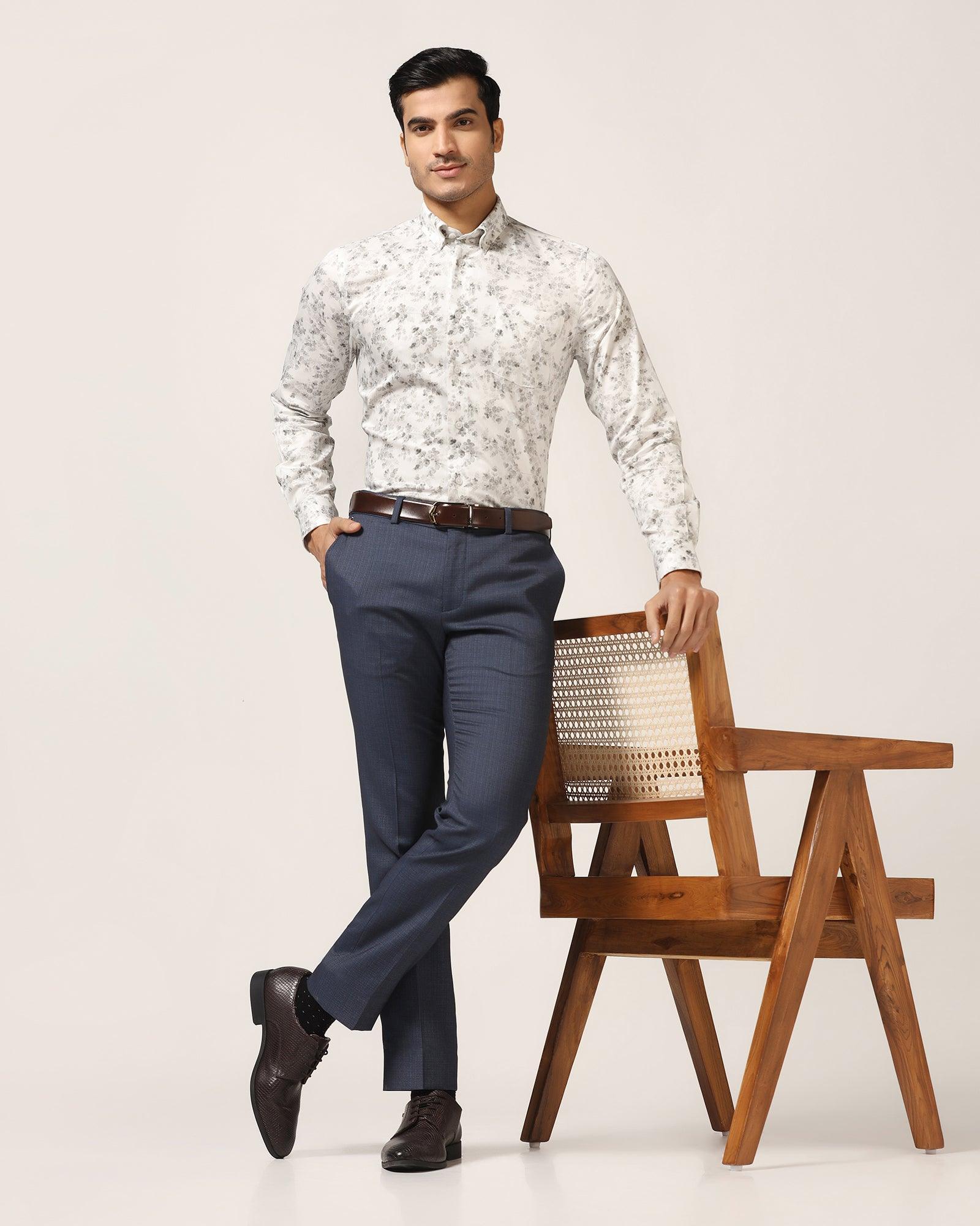 Slim Fit B-91 Formal Navy Textured Trouser - Bandit - Blackberrys