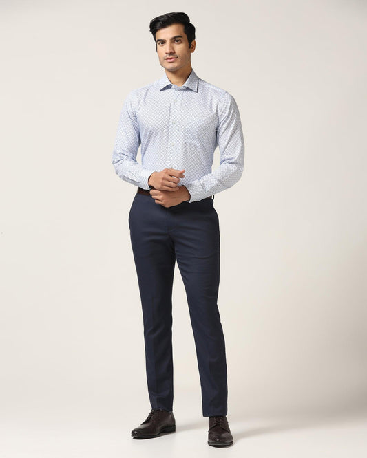 Slim Fit B-91 Formal Navy Textured Trouser - Freto