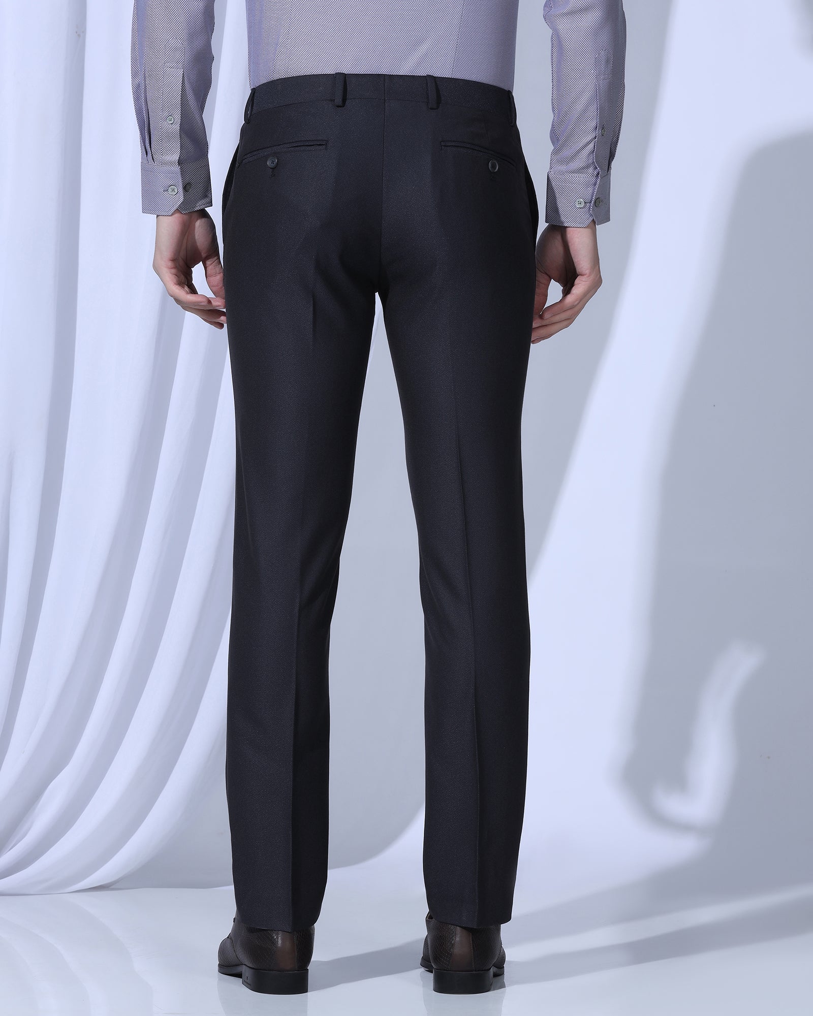 Slim Fit B-91 Formal Navy Textured Trouser - Otto