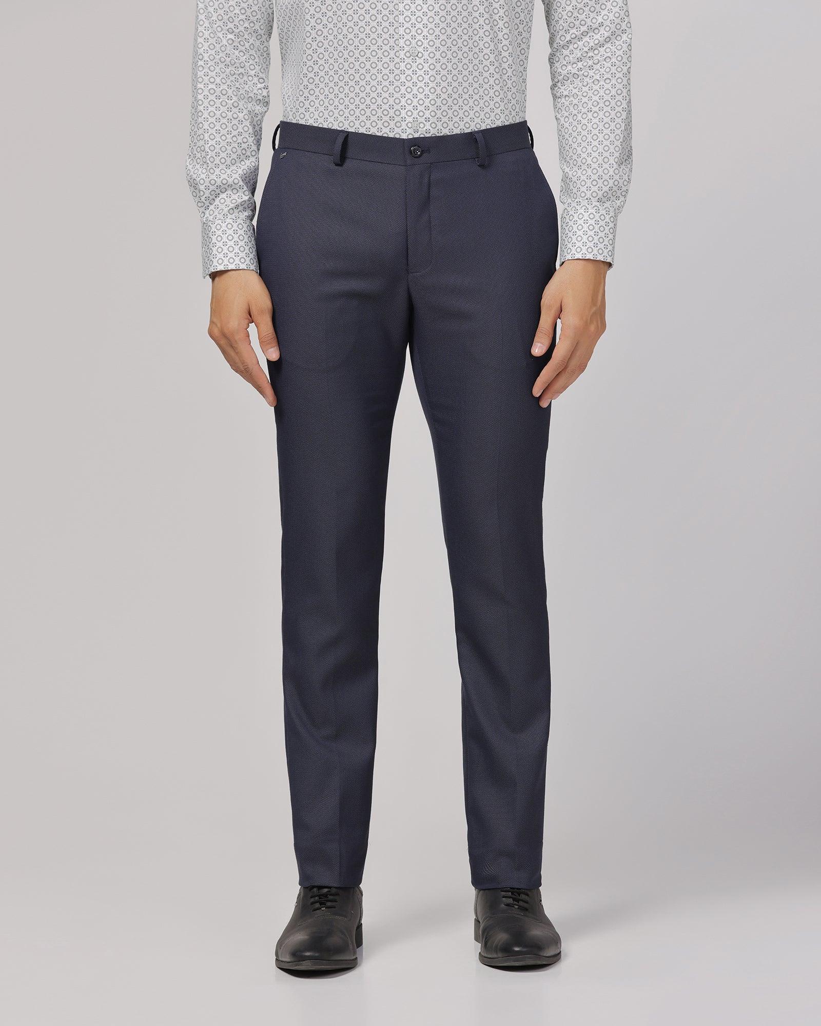 Slim Fit B-91 Formal Navy Textured Trouser - Sive - Blackberrys