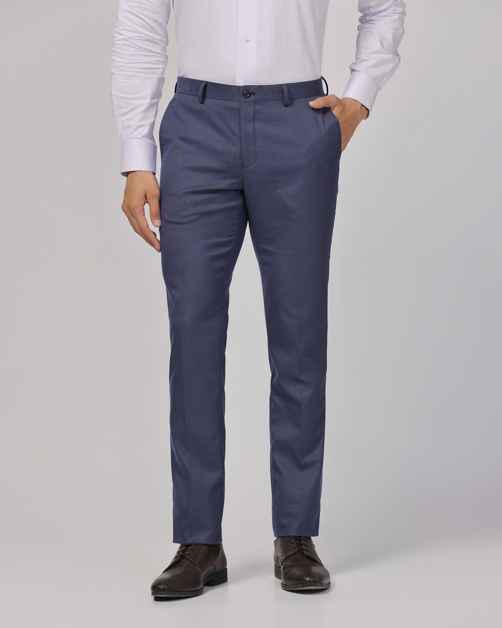 Slim Fit B-91 Formal Navy Textured Trouser - Zing - Blackberrys