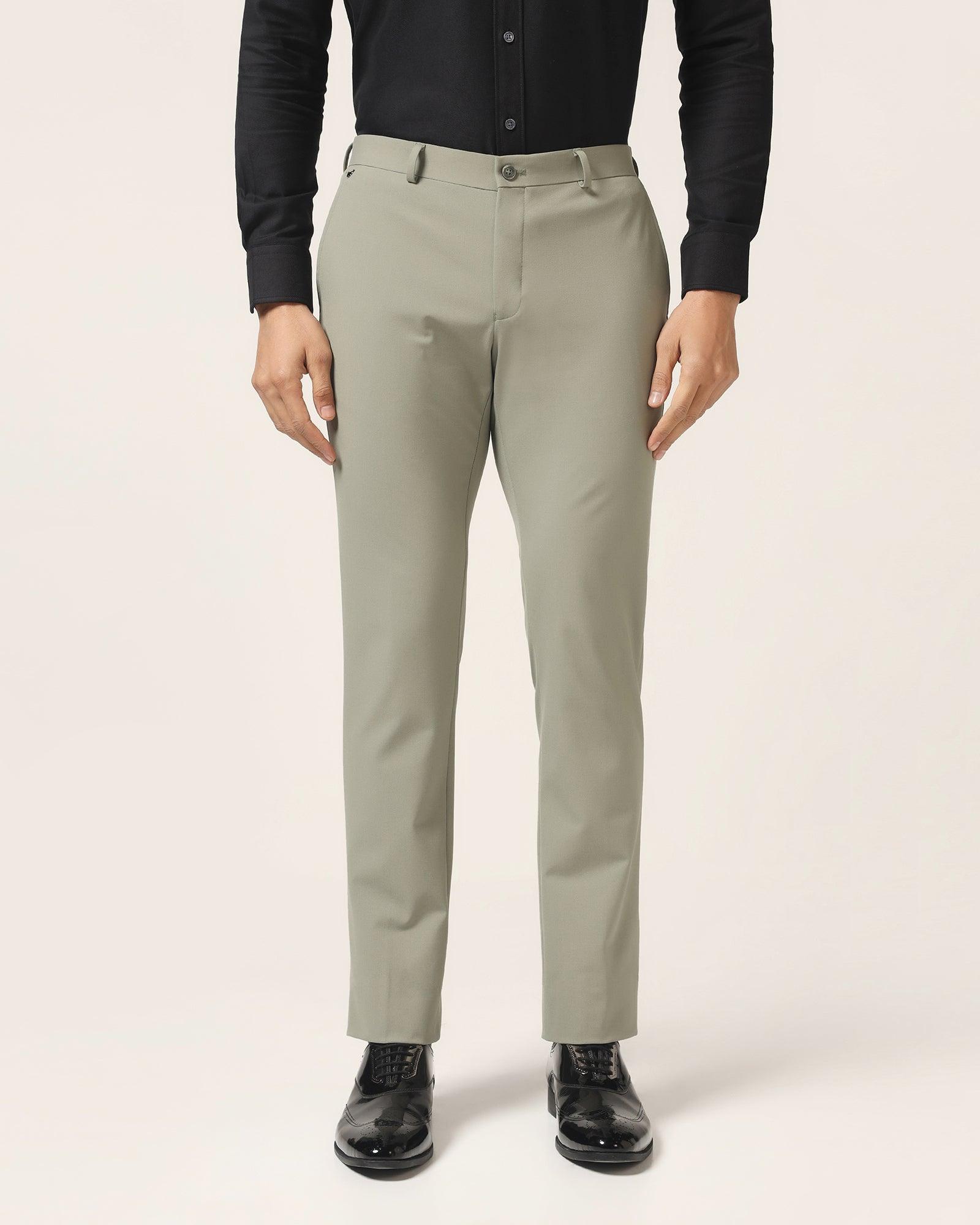 Slim Fit B-91 Formal Olive Solid Trouser - Davidson - Blackberrys
