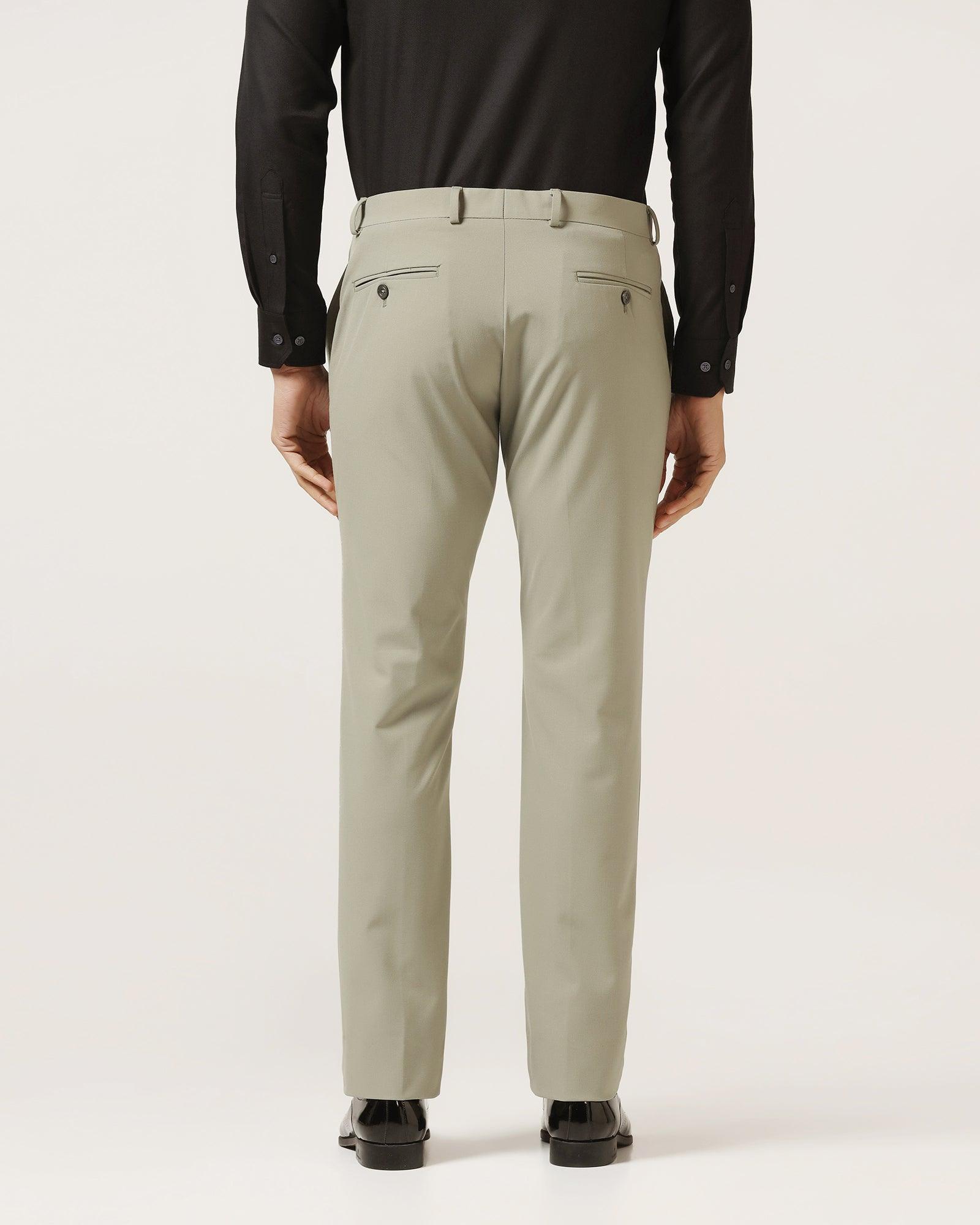 Slim Fit B-91 Formal Olive Solid Trouser - Davidson - Blackberrys