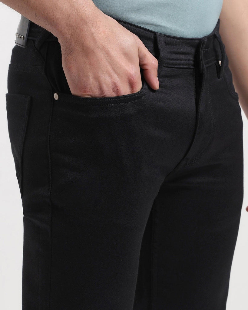 Slim Yonk Fit Black Textured Jeans - Abto