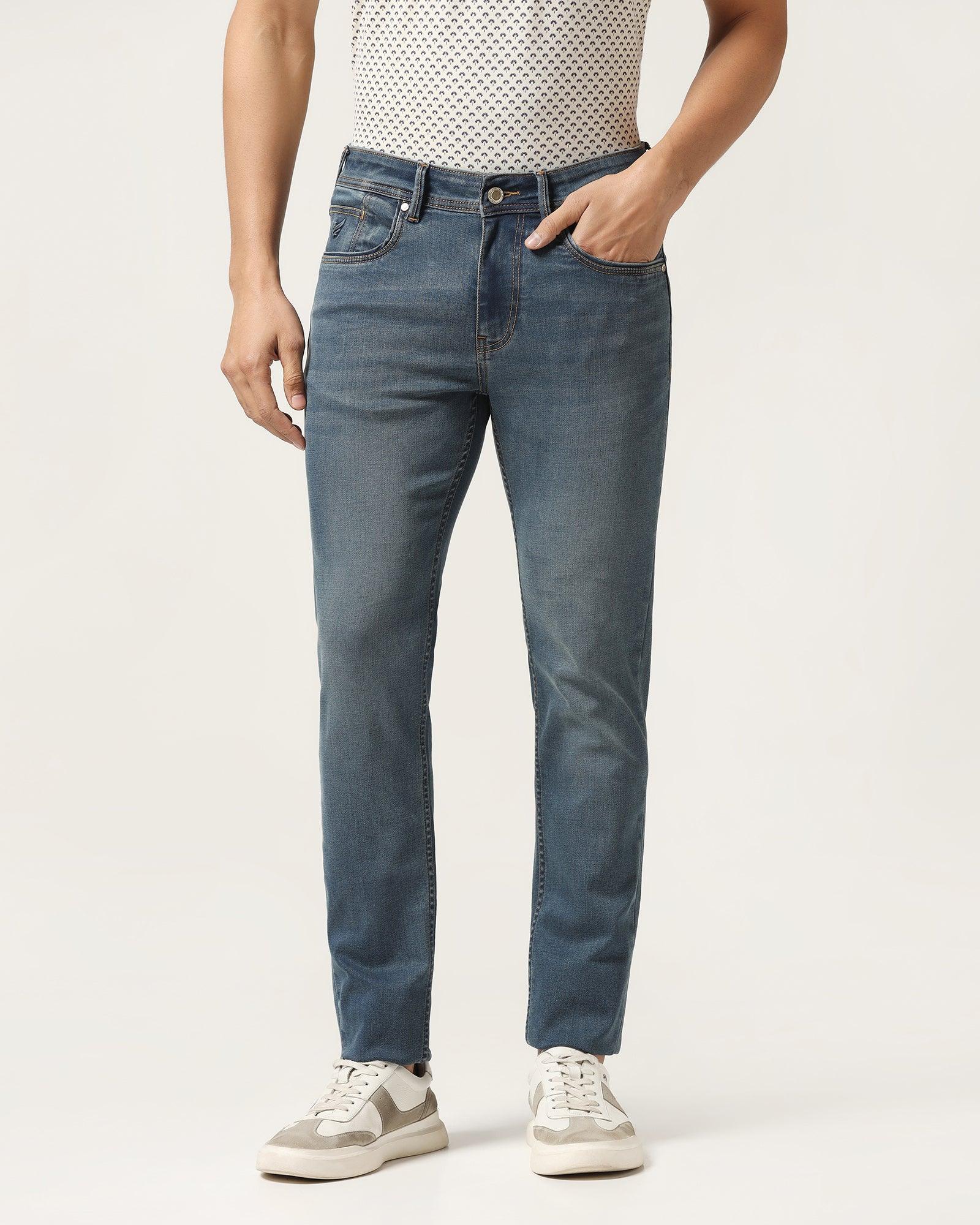 Slim Yonk Fit Indigo Blue Textured Jeans - Alfred - Blackberrys