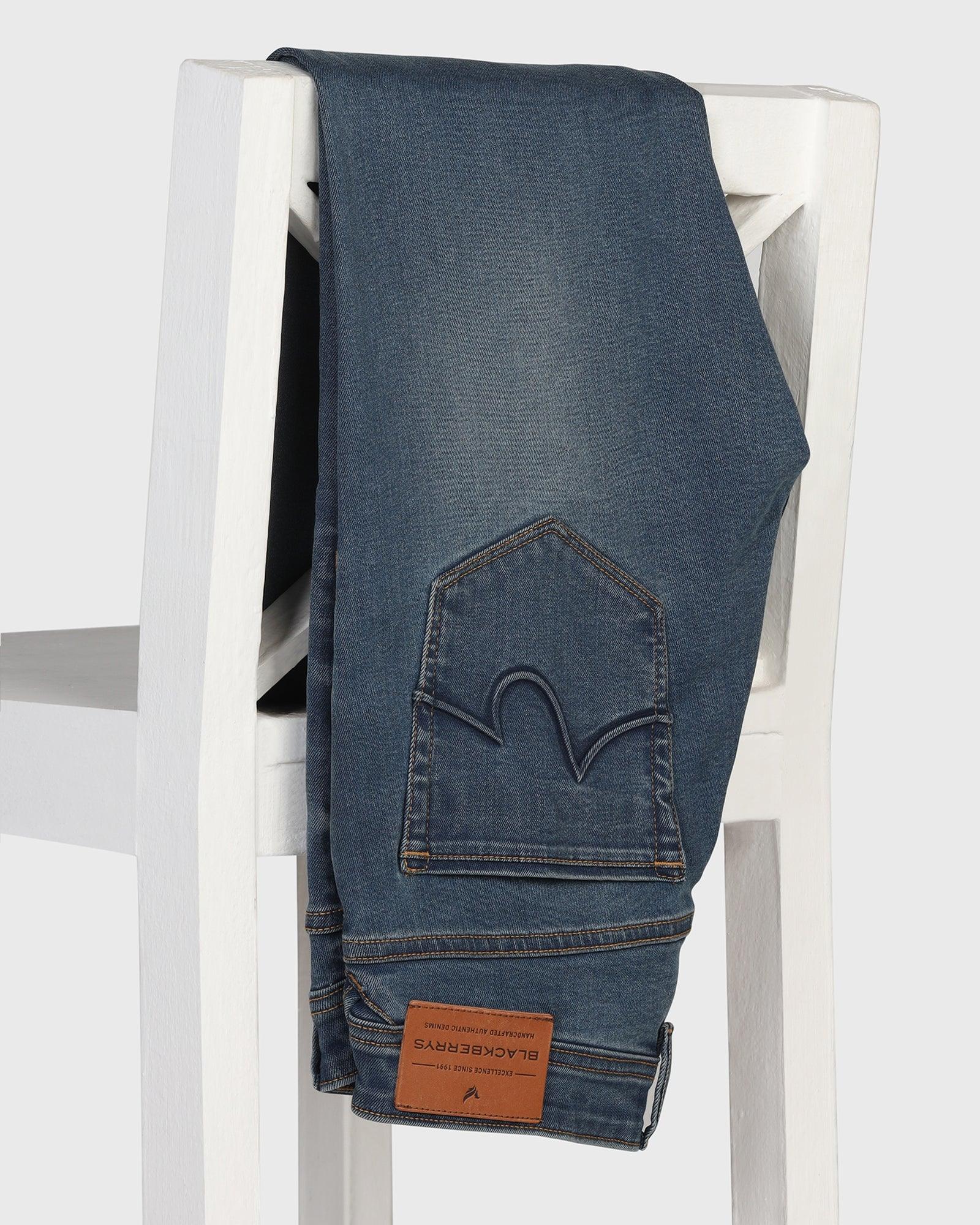 Slim Yonk Fit Indigo Blue Textured Jeans - Alfred - Blackberrys