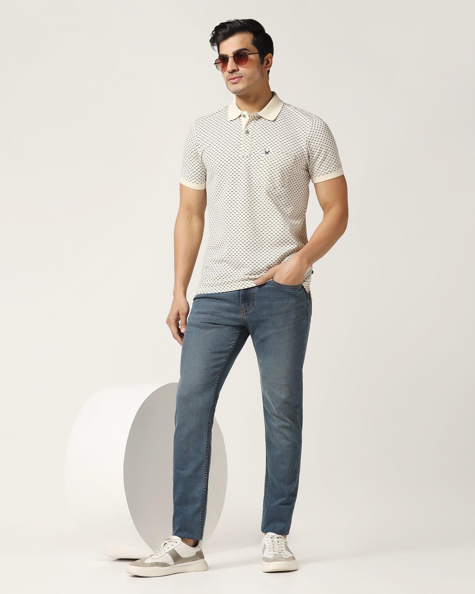 Slim Yonk Fit Indigo Blue Textured Jeans - Alfred - Blackberrys