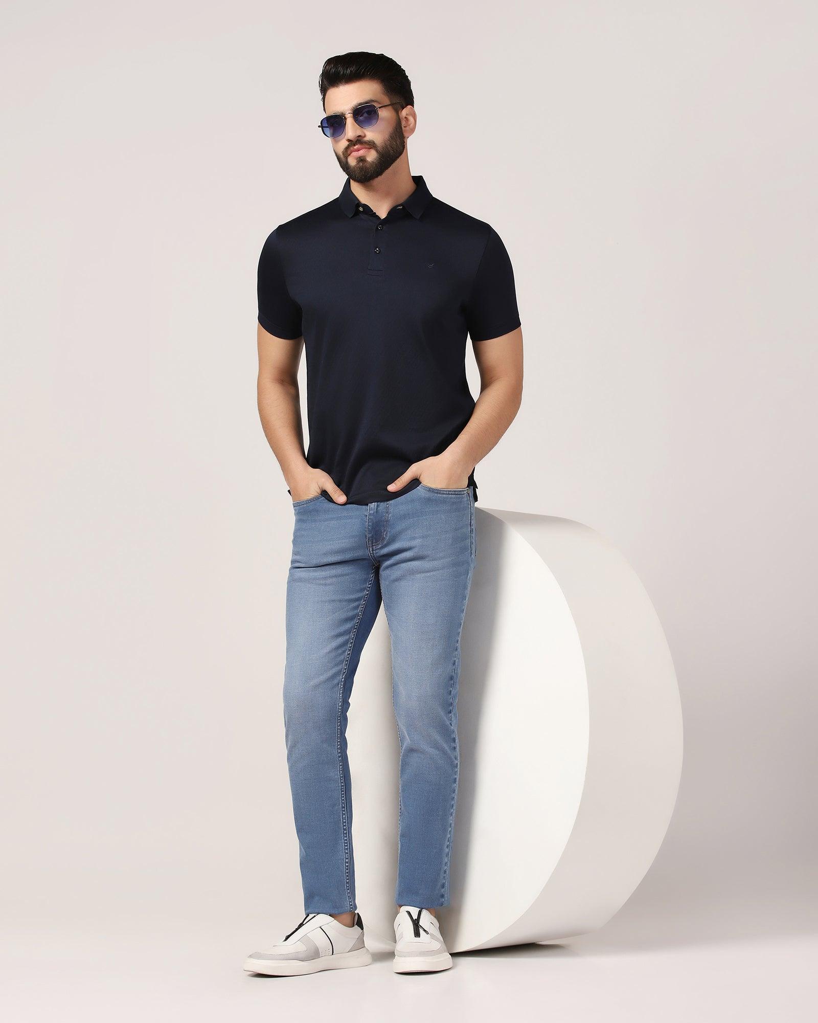 Slim Yonk Fit Indigo Textured Jeans - Kai - Blackberrys