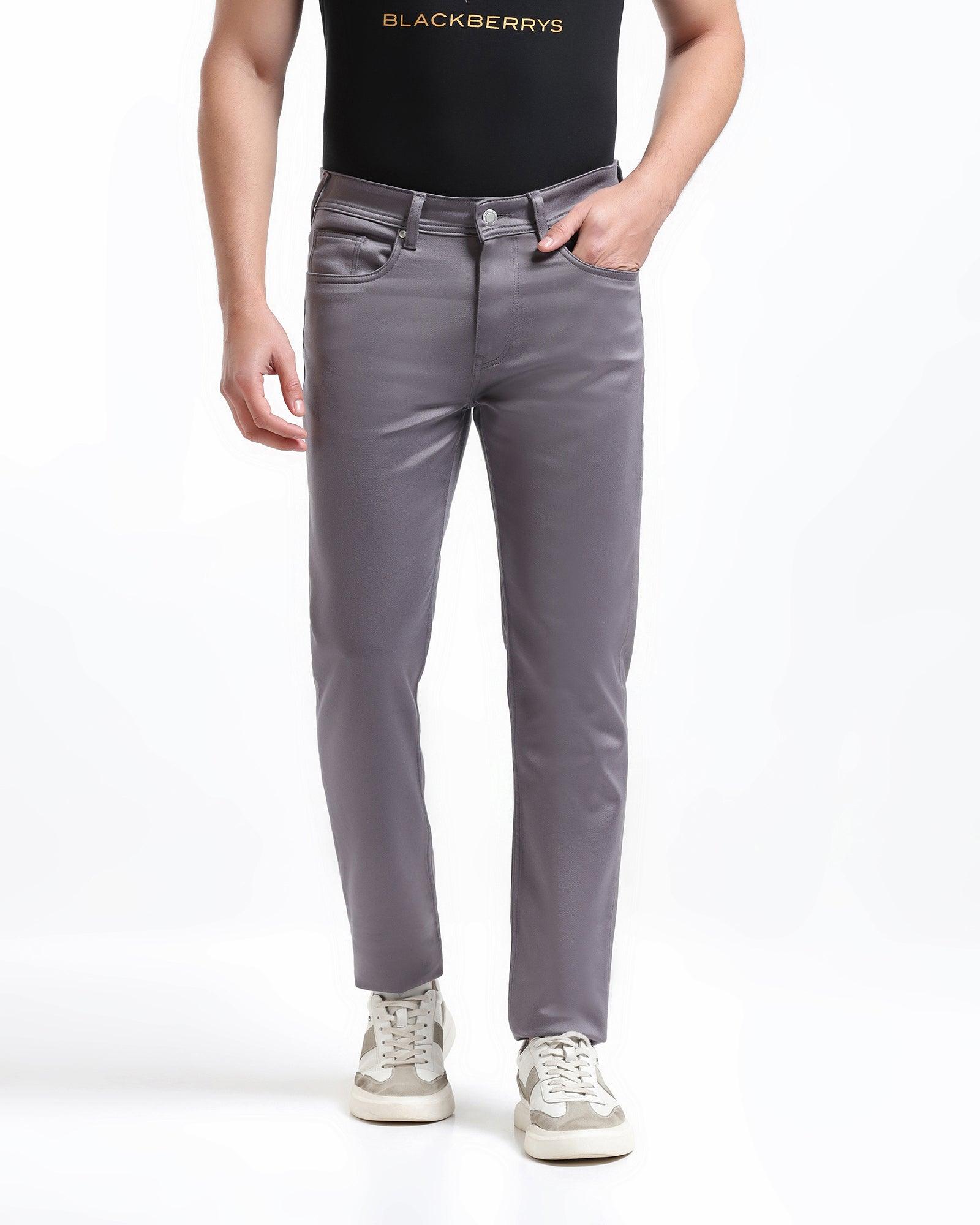 Slim Yonk Fit Light Grey Textured Jeans - Abto - Blackberrys