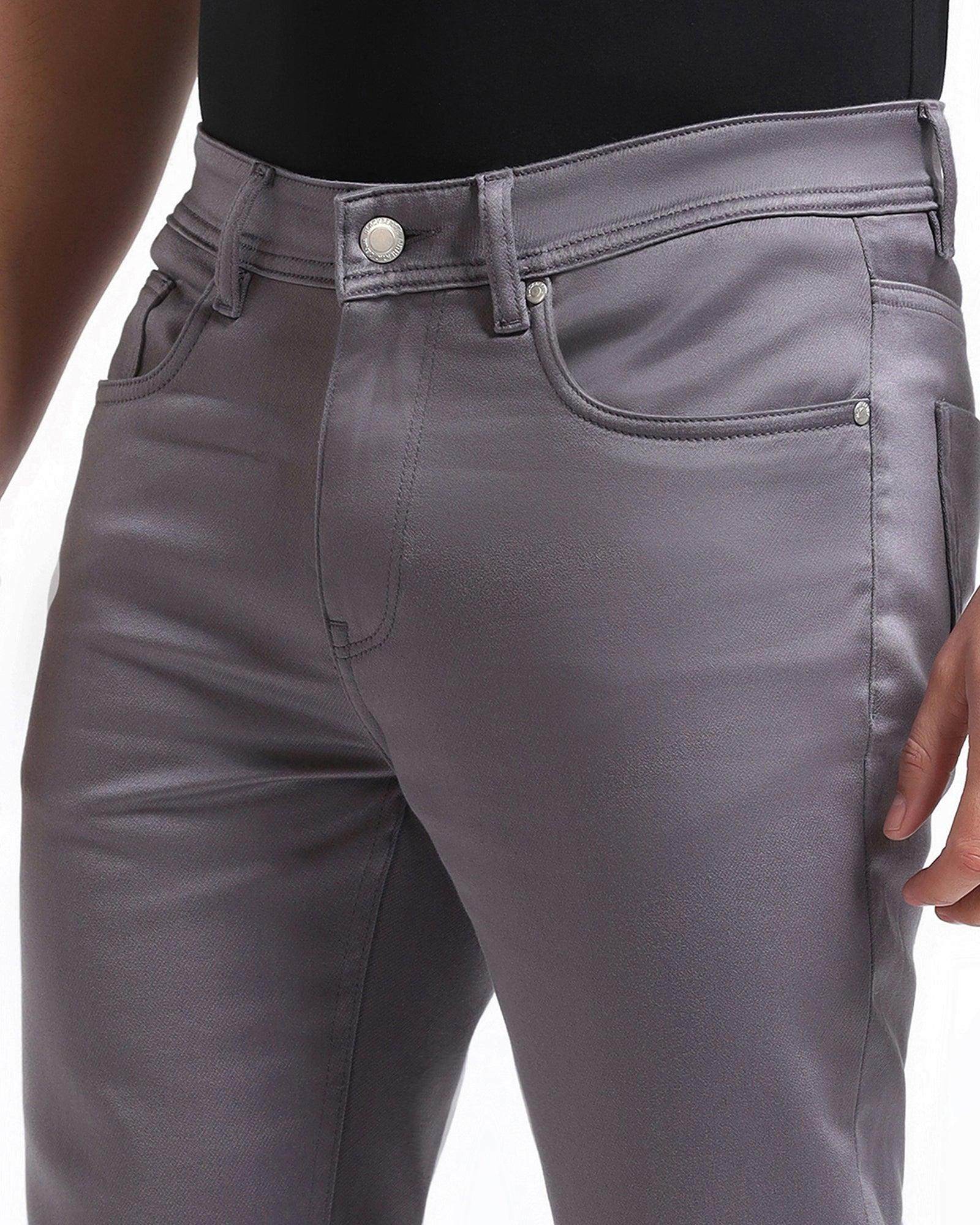 Slim Yonk Fit Light Grey Textured Jeans - Abto - Blackberrys