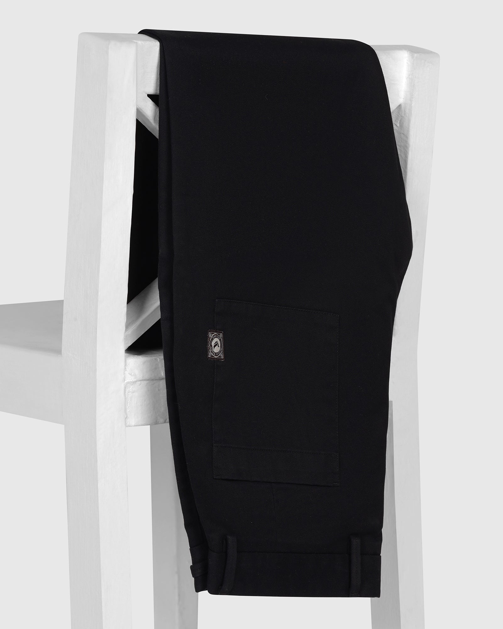 Sneaker Fit Casual Black Solid Khakis - Hudson