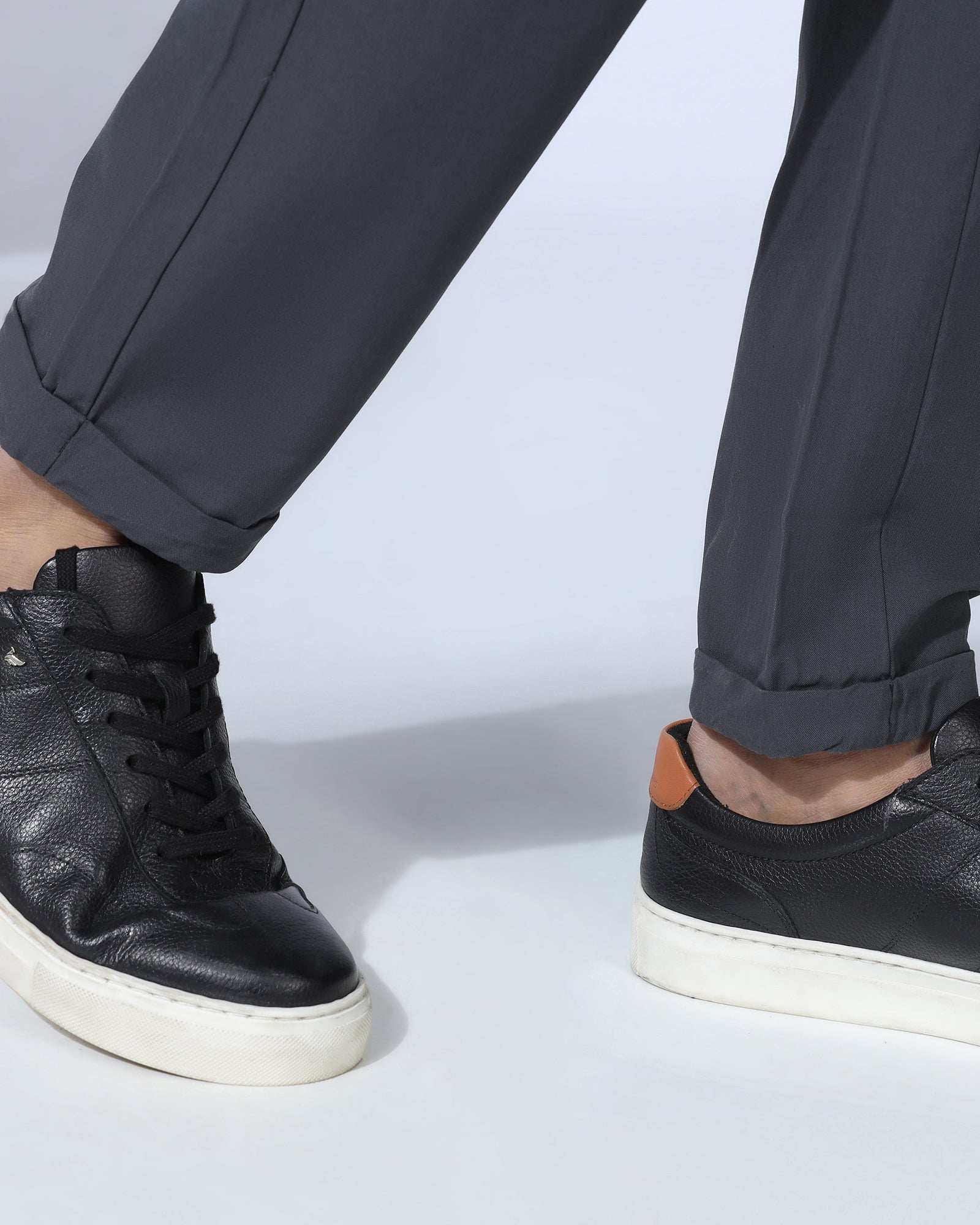 Sneaker Fit Casual Charcoal Solid Khakis - Ario