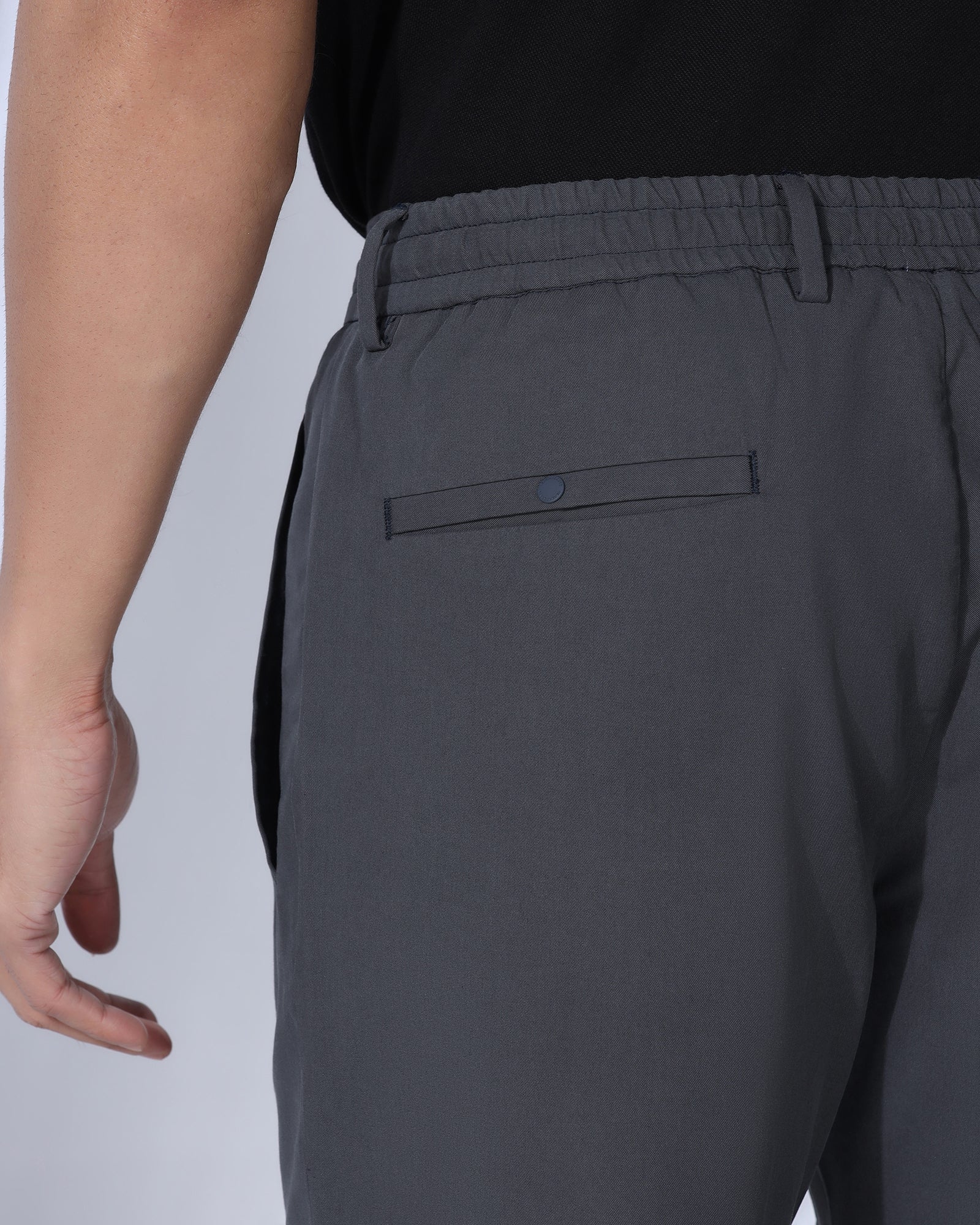 Sneaker Fit Casual Charcoal Solid Khakis - Ario