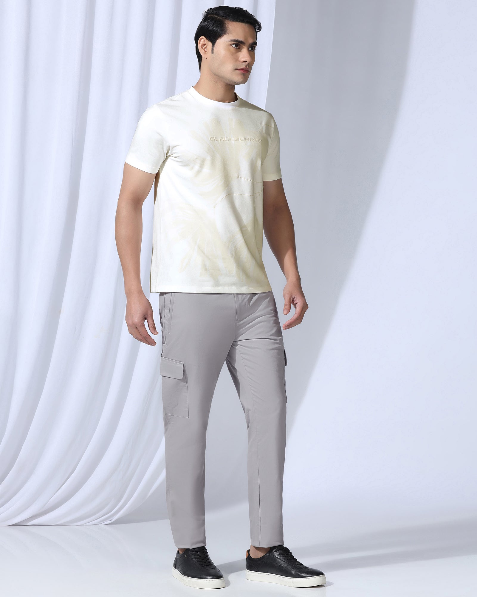 Sneaker Fit Casual Grey Solid Khakis - Lite