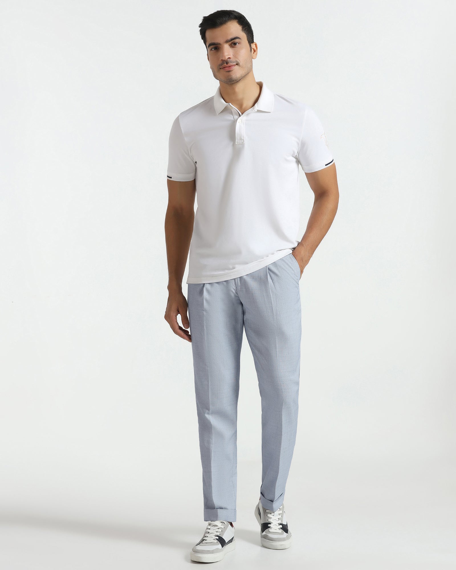 Sneaker Fit Blue Textured Pant - Hermes