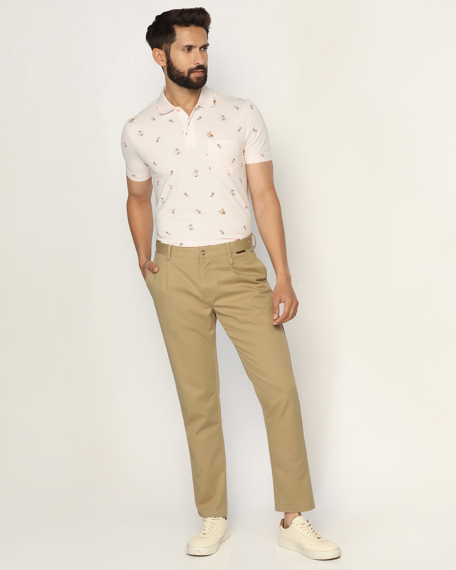 Sneaker Fit Casual Khaki Solid Khakis - Hudson